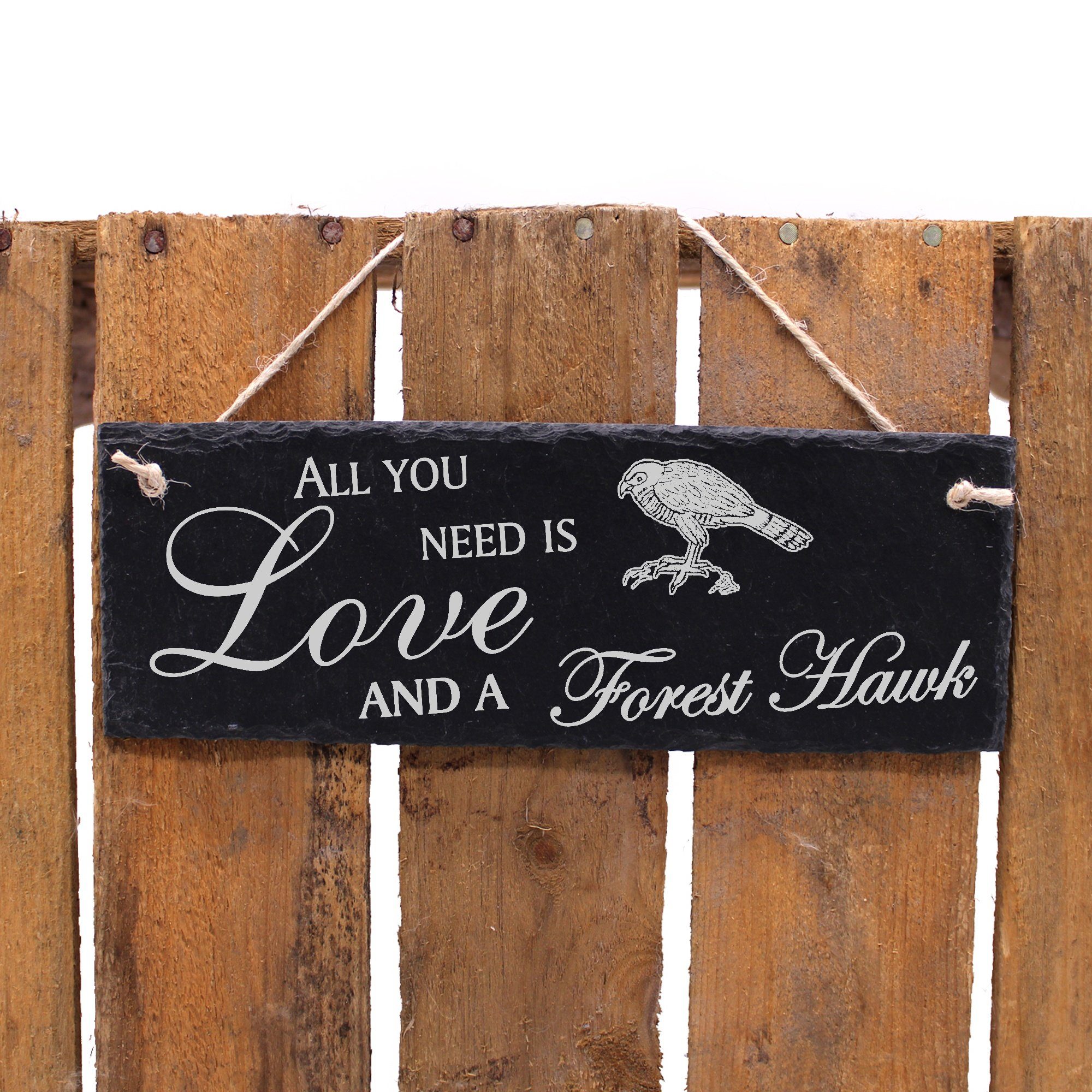 and Hawk Dekolando 22x8cm Hängedekoration All a Waldfalke you need is Love Forest