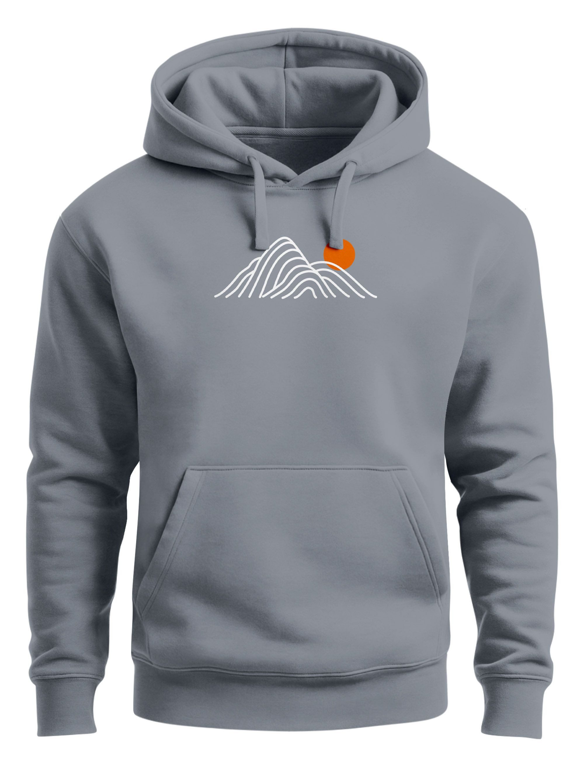 Hoodie Mountain Lines Kapuzensweatshirt mit Berglinien und Sonne Outdoor