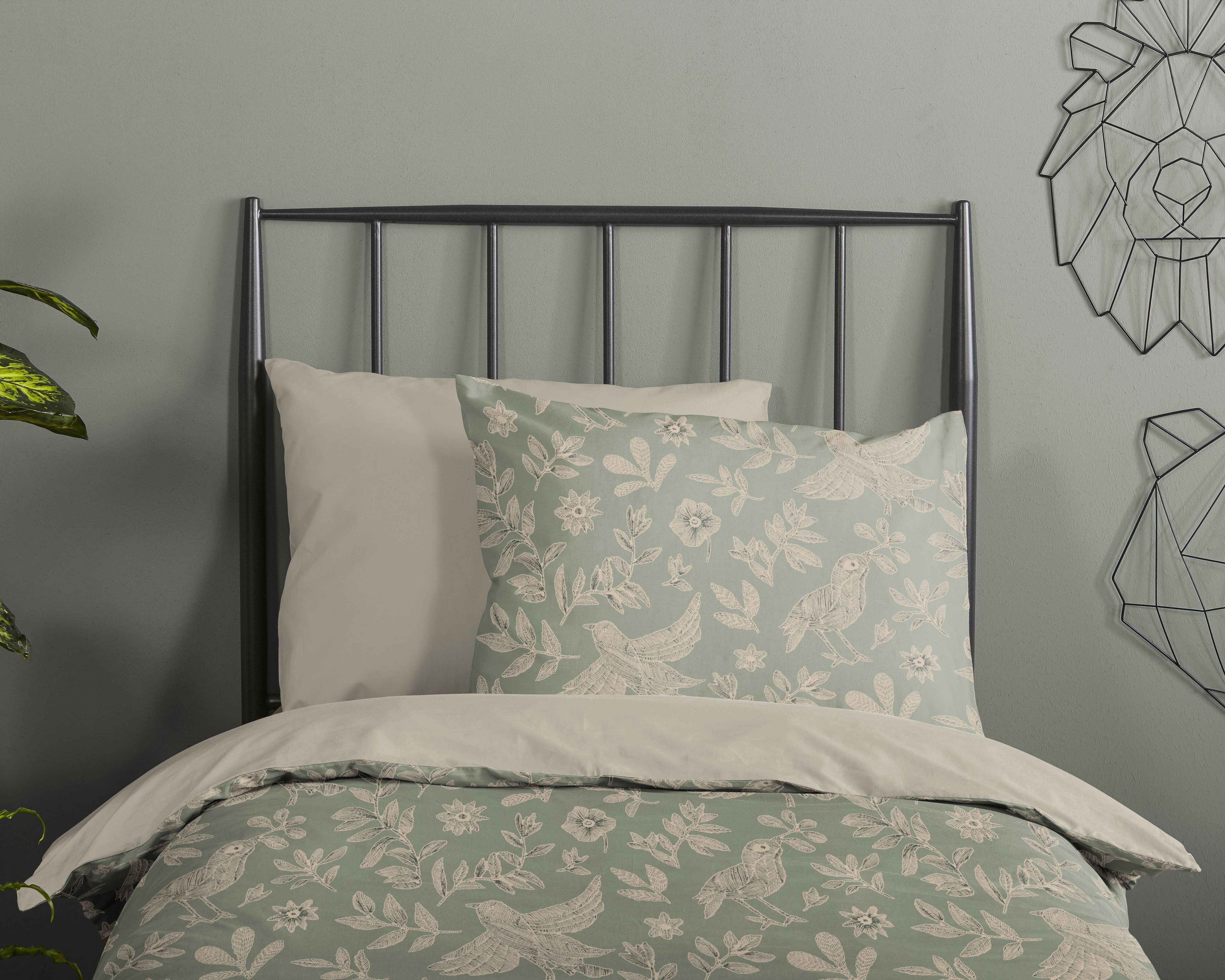 good morning Babybettwäsche Odette, Renforcé, 2 teilig, 100% Baumwolle, Renforcé, Reißverschluss, Wendeoptik, Blätter – Bild 3 von 5