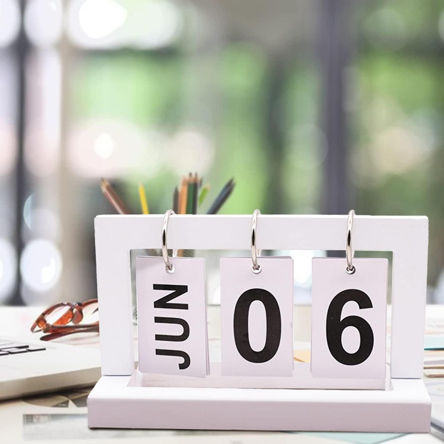 LuxusKollektion ewige Kalender Holz Ewiger Kalender Flip Weiß
