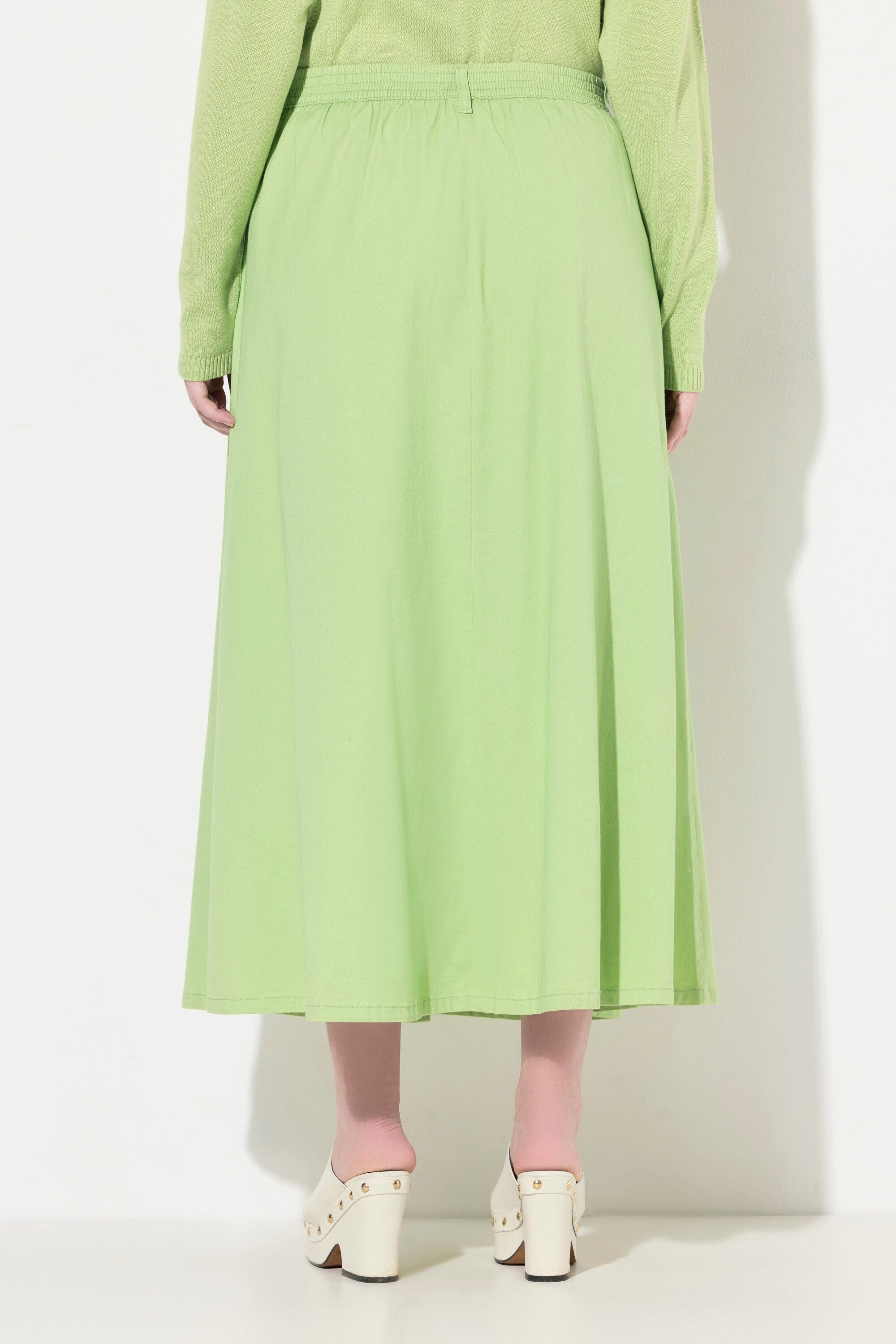 Ulla Popken Jeansrock Chinorock A-Linie Knopfleiste Taschen