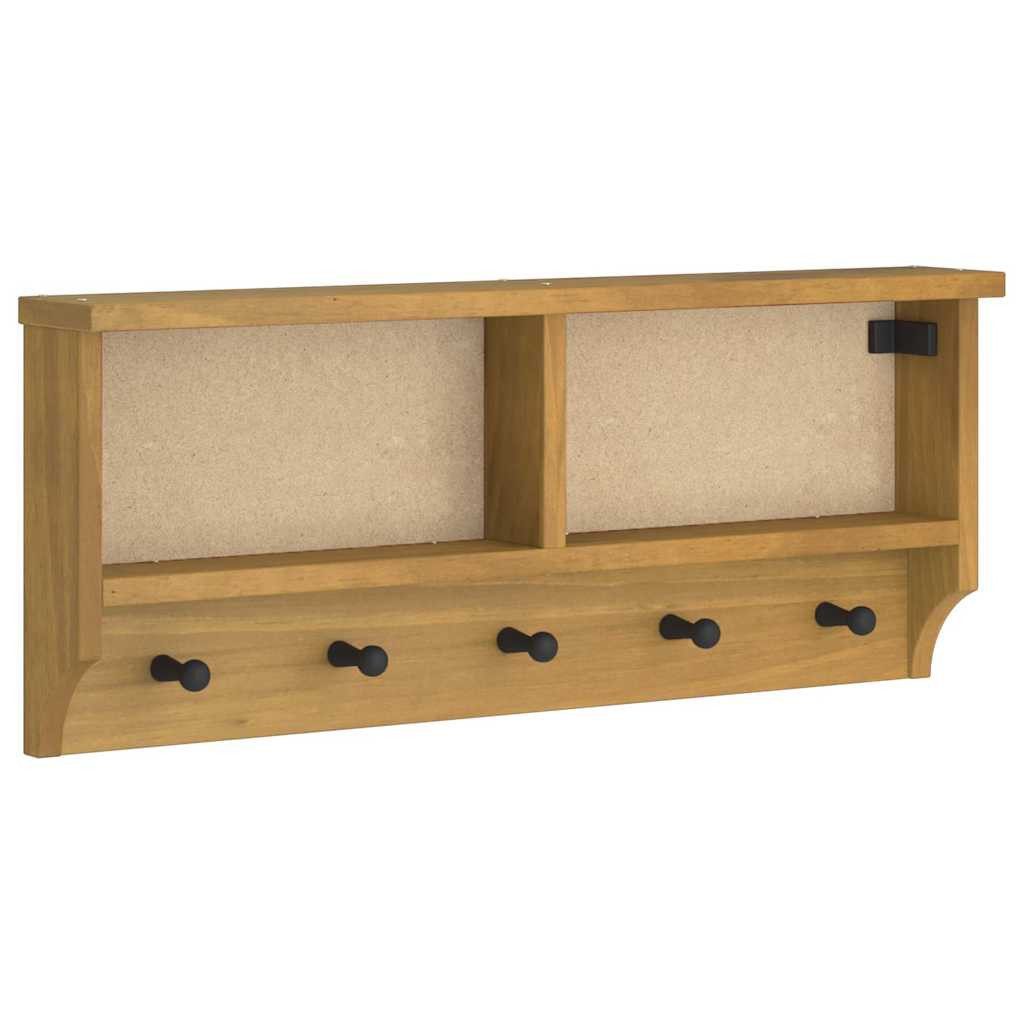 vidaXL Garderobenständer Wandgarderobe SANDNES 87x12x35 cm Massivholz Kiefer, (1 St)