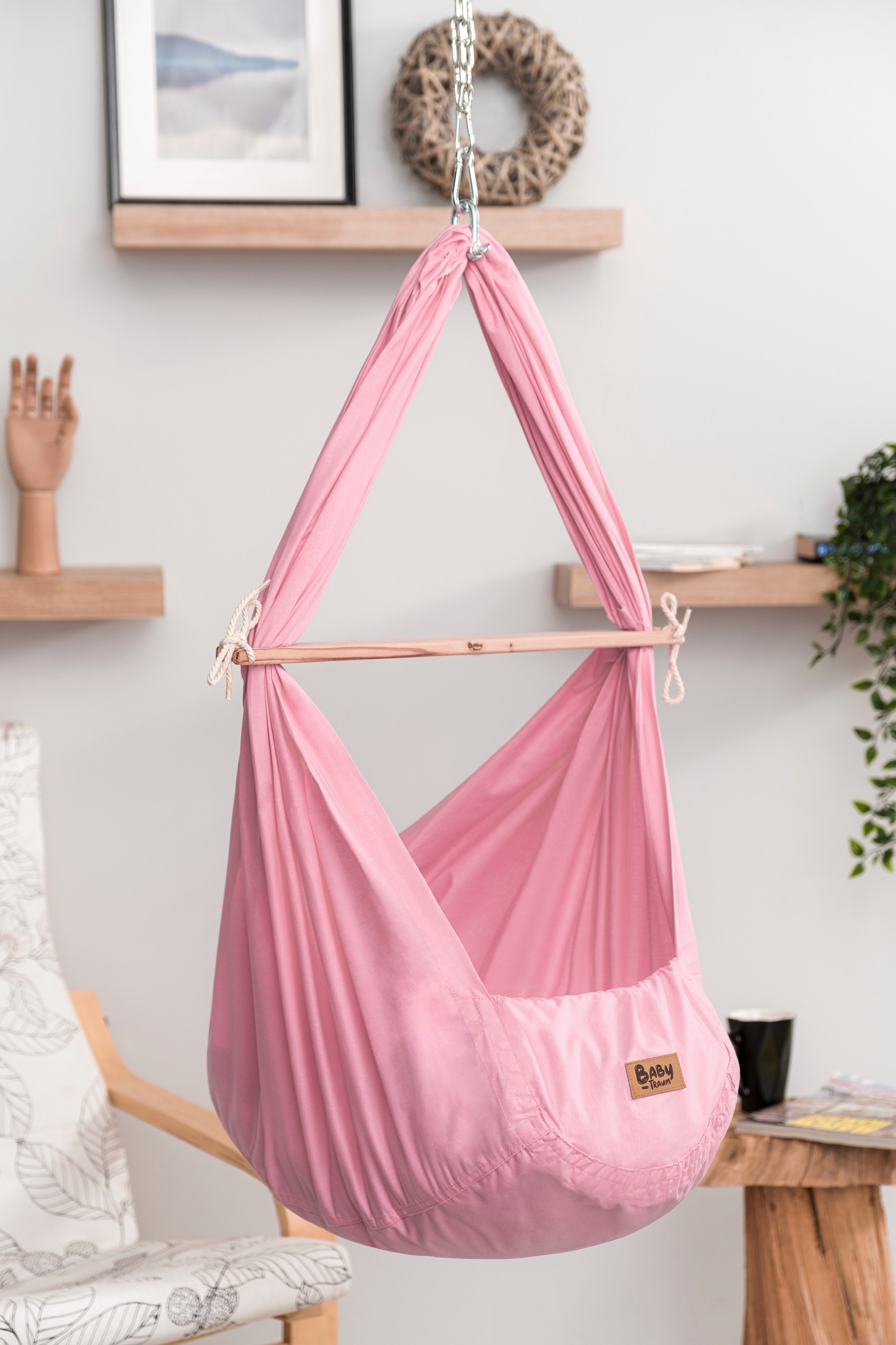Carpetia Federwippe Baby-Traum FEDERWIEGE 0-15 kg waschbar Set all inkl. - in pink