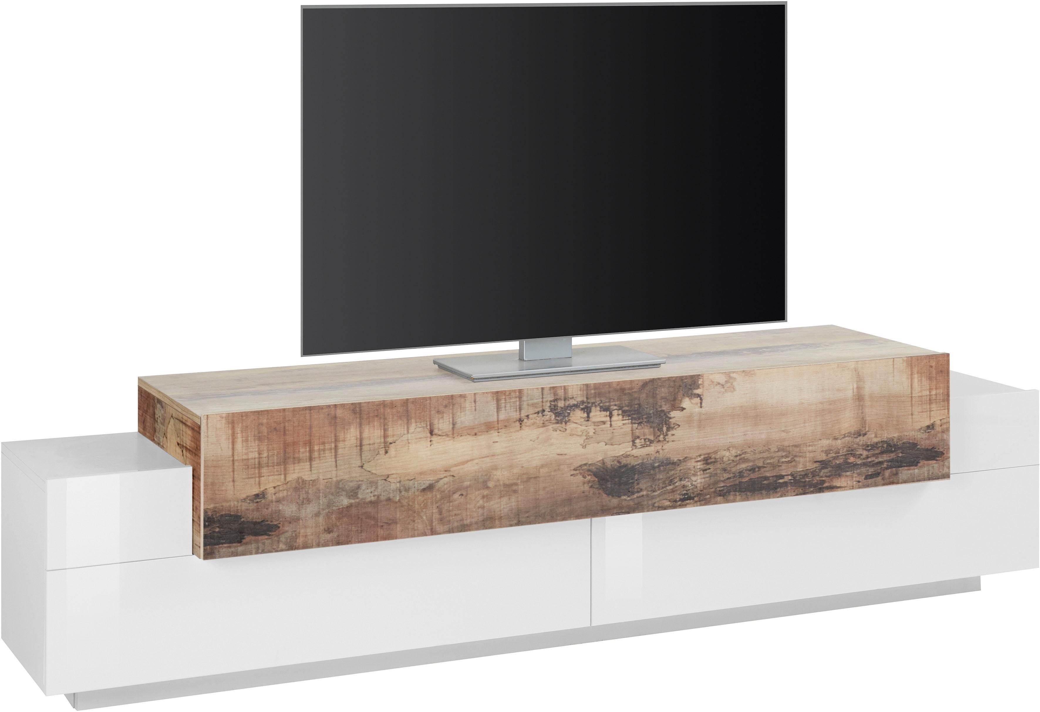 Home affaire Lowboard Coro,Lowboard,TV-Kommode,TV-Möbel,TV-Bank, mit 3 Klappen davon 2 mit Push-to-Open Funktion Breite 200 cm