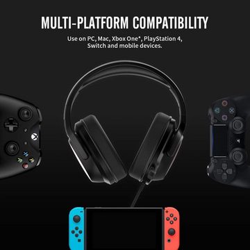 NUBWO Gaming-Headset (Noise Cancelling-Mikrofon Kompatibel mit PC, PS5, Xbox One, Stereo-Surround Gaming-Headset für PS4 mit abnehmbarem)