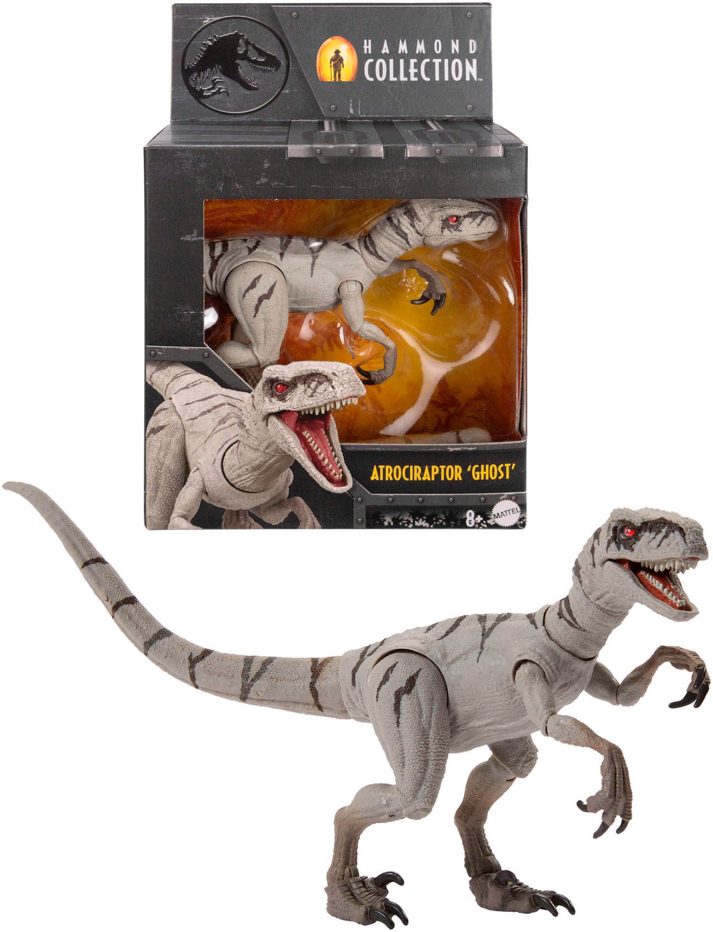 Mattel® Actionfigur Jurassic World Hammond Collection Atrociraptor Ghost Dinosaurier