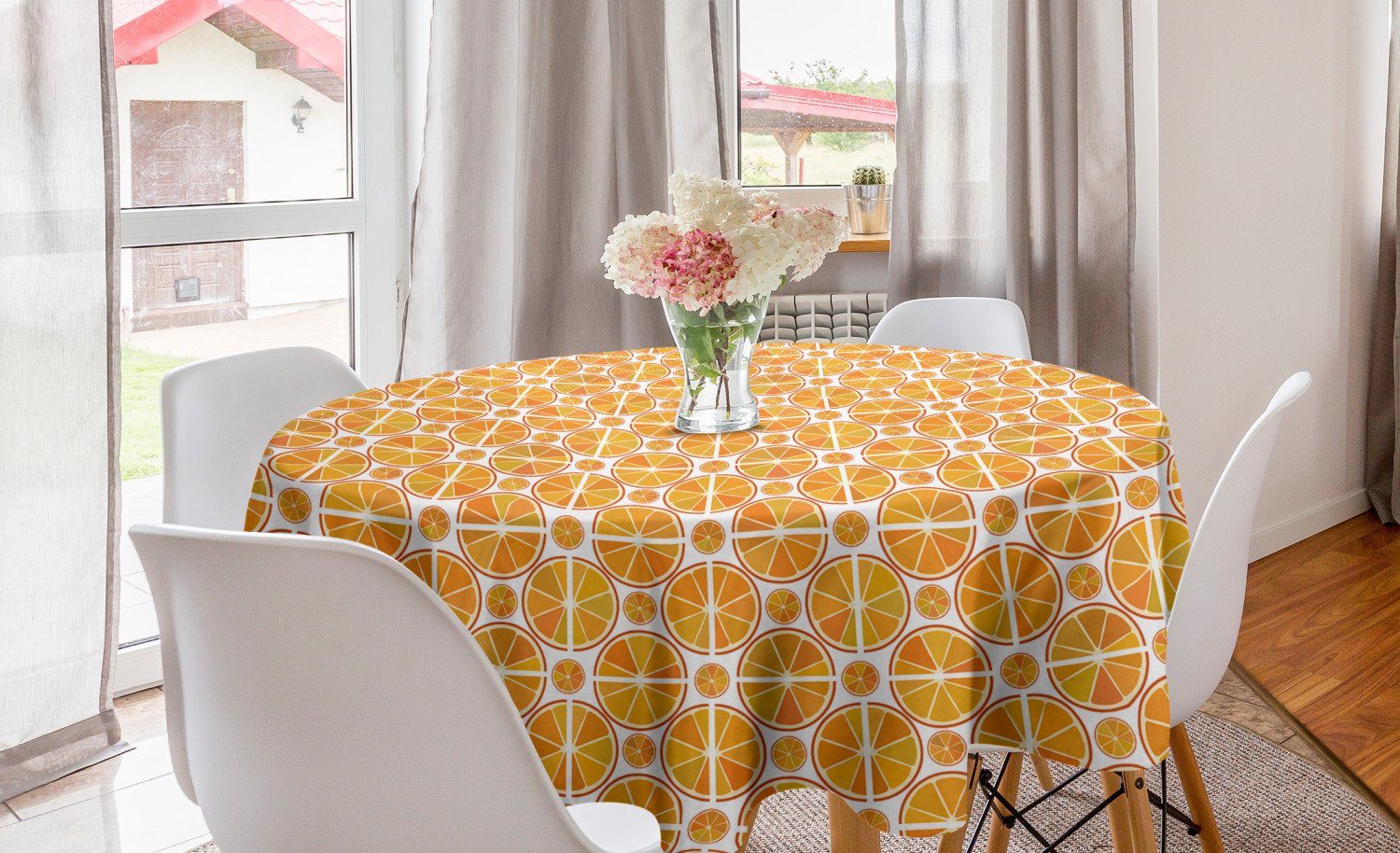 Abakuhaus Tischdecke Kreis Tischdecke Abdeckung für Esszimmer Küche Dekoration, Mandarine Zitrusfruchtscheiben