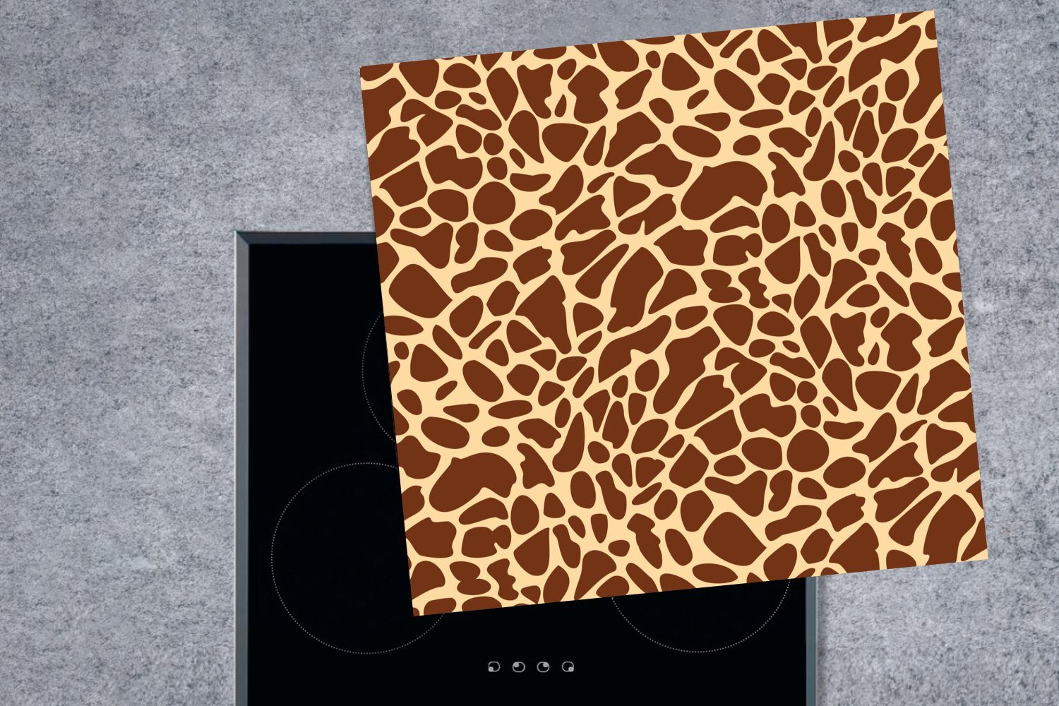 MuchoWow Herdblende-/Abdeckplatte cm, Giraffe - für Tiermotiv Vinyl, (1 78x78 Ceranfeldabdeckung, Braun, Arbeitsplatte tlg), küche 