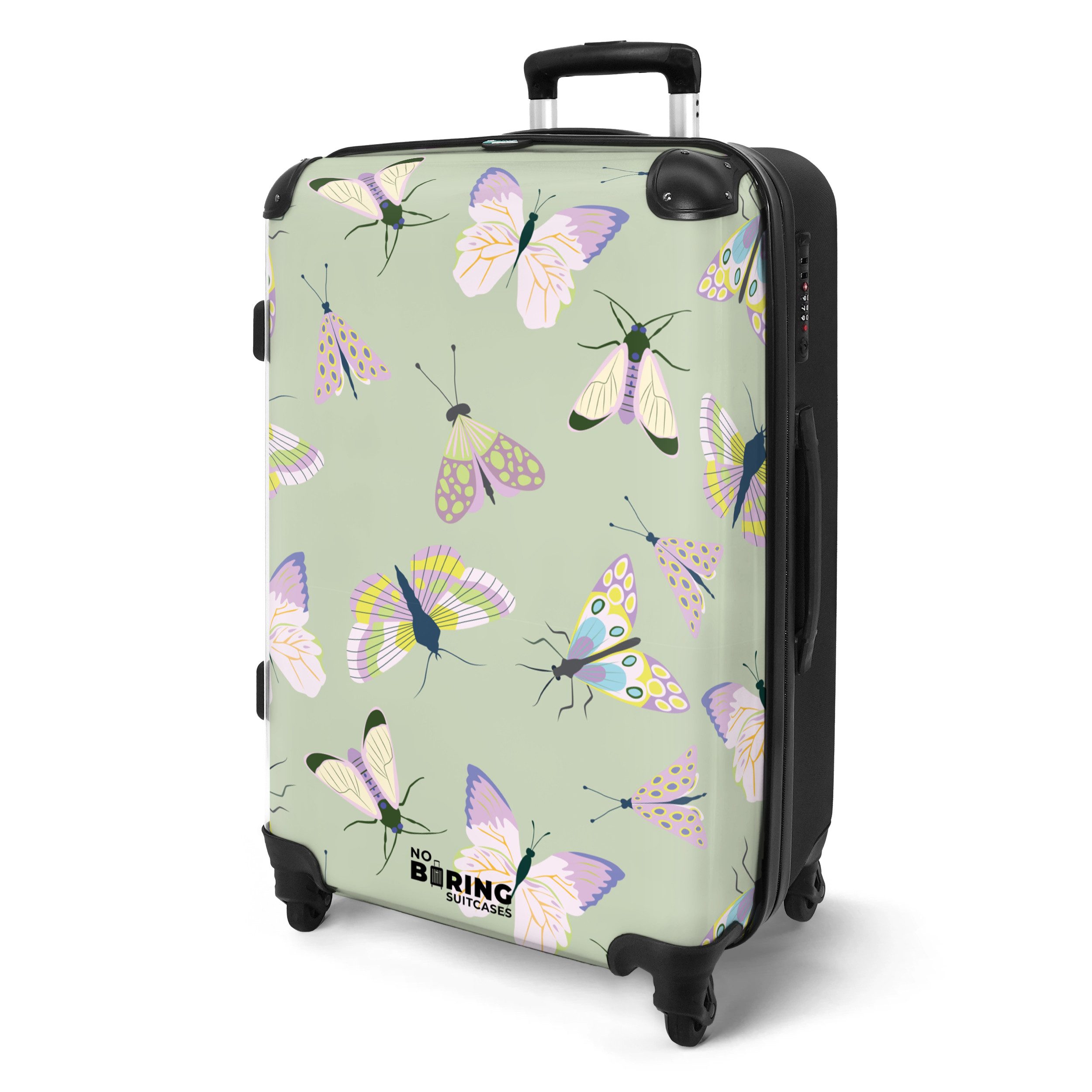NoBoringSuitcases.com© Hartschalen-Trolley Grün mit Schmetterlingen 67 günstig online kaufen