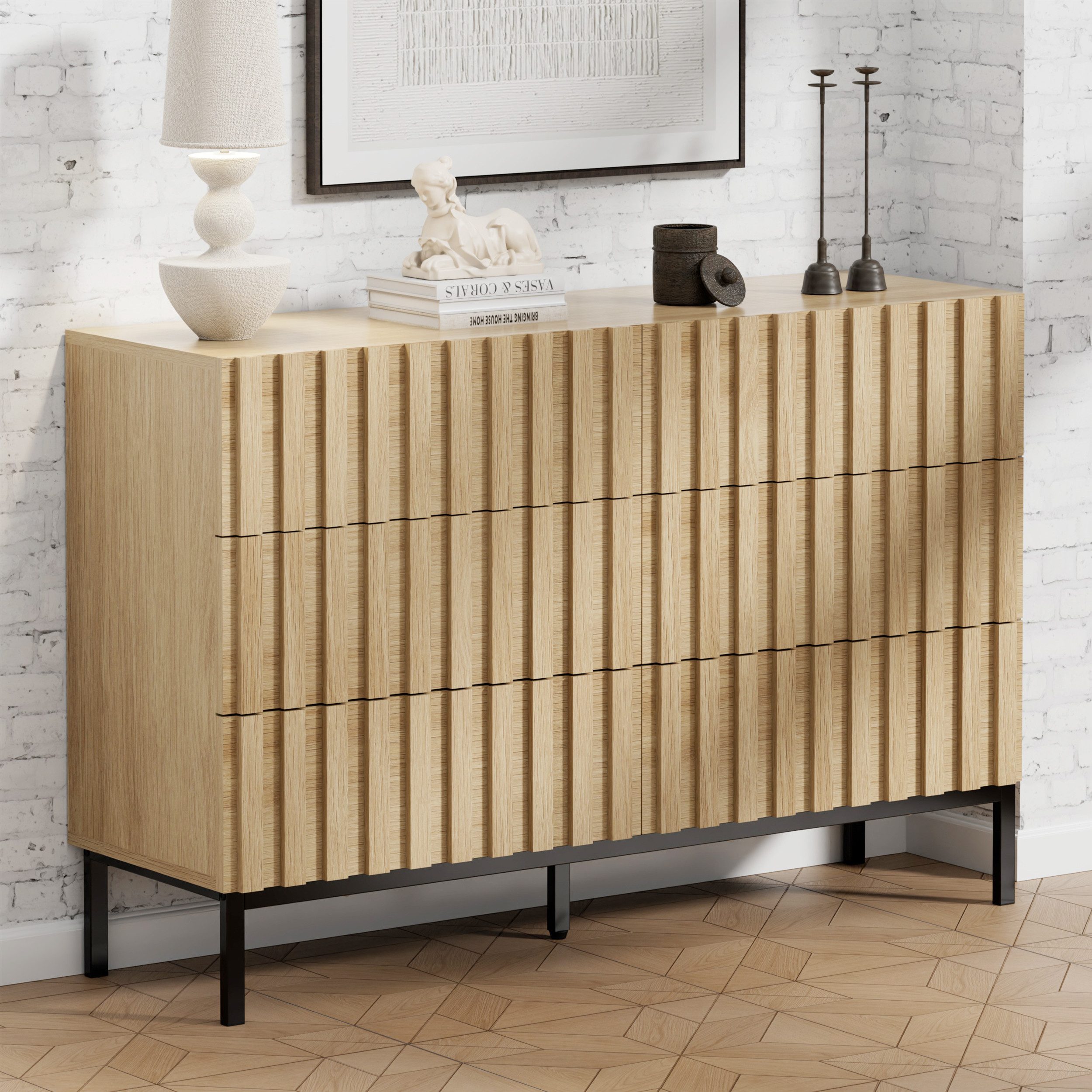 UEV Kommode schmal Sideboard für Wohnzimmer Schlafzimmer Flur (Packung, Aufbewahrungsschrank), Kippsicherung, Aufbewahrungskommode, TV Board Schubladenschrank Buffet