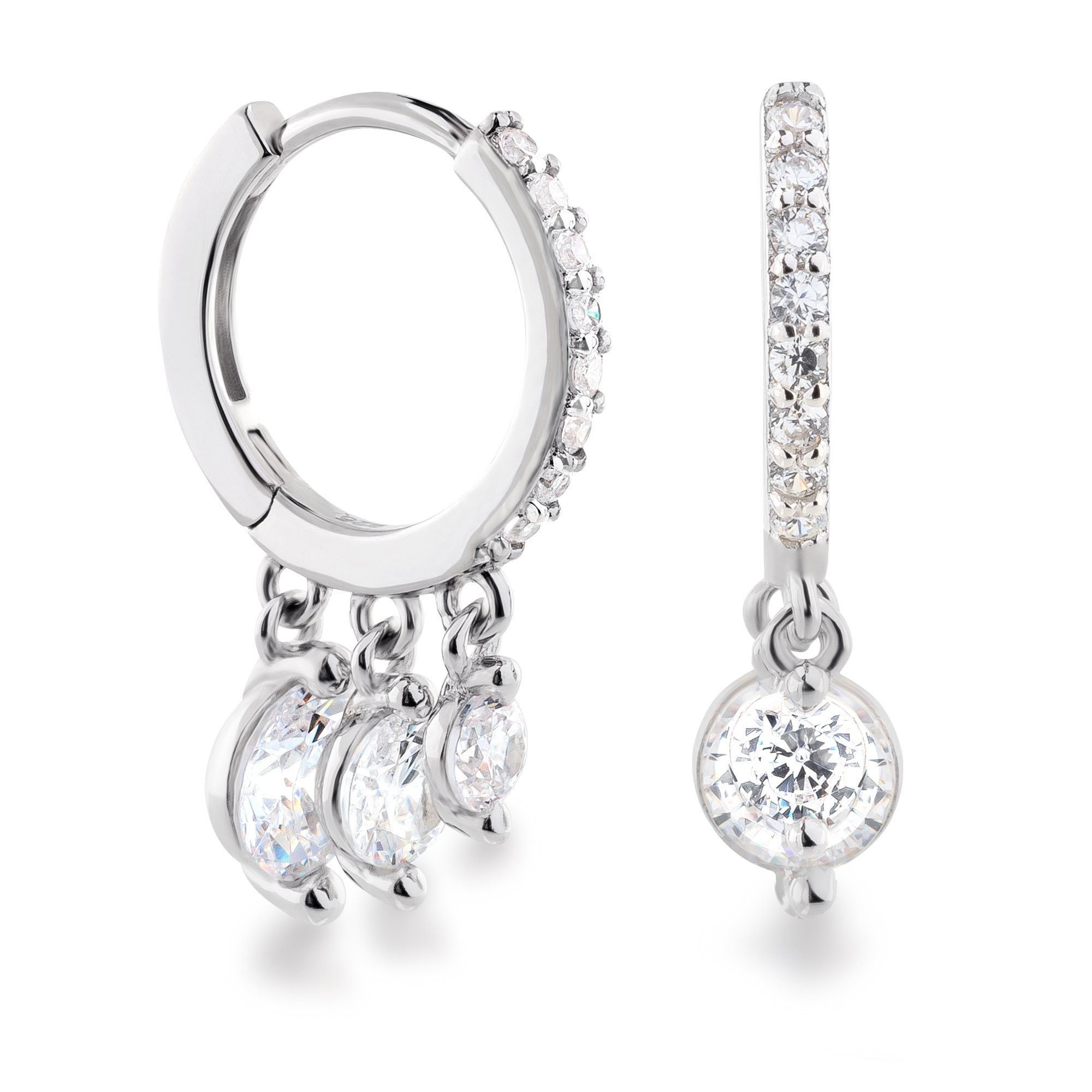 Schöner-SD Paar Creolen Filigrane Silberohrringe mit mehreren hängenden Zir günstig online kaufen