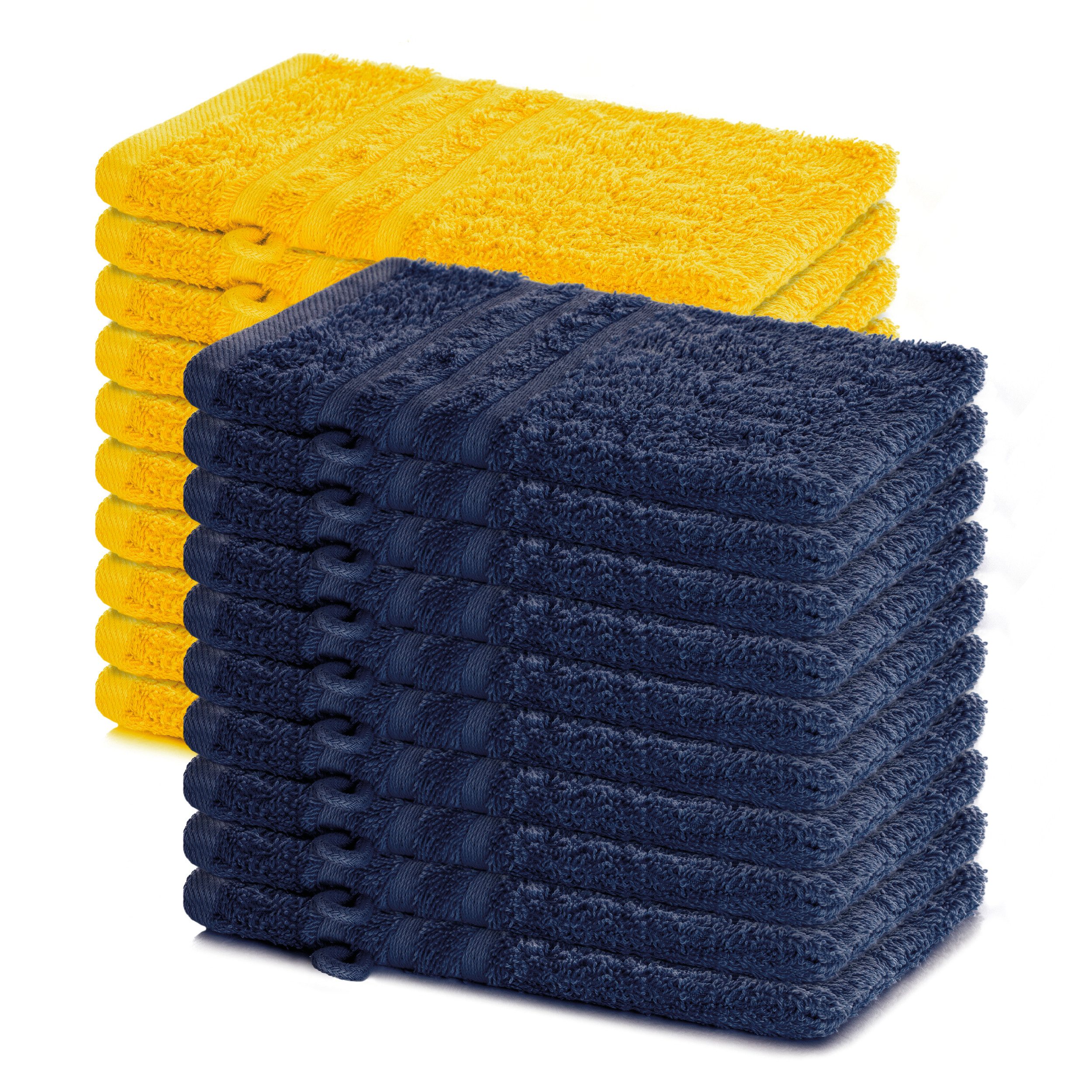 Lavea Waschhandschuh 20er Set Waschhandschuhe, 15 x 21 cm, Elena-Frottierserie, Waschlappen, (20-St), 500 g/m² Frottier, weich & saugstark, pflegeleicht