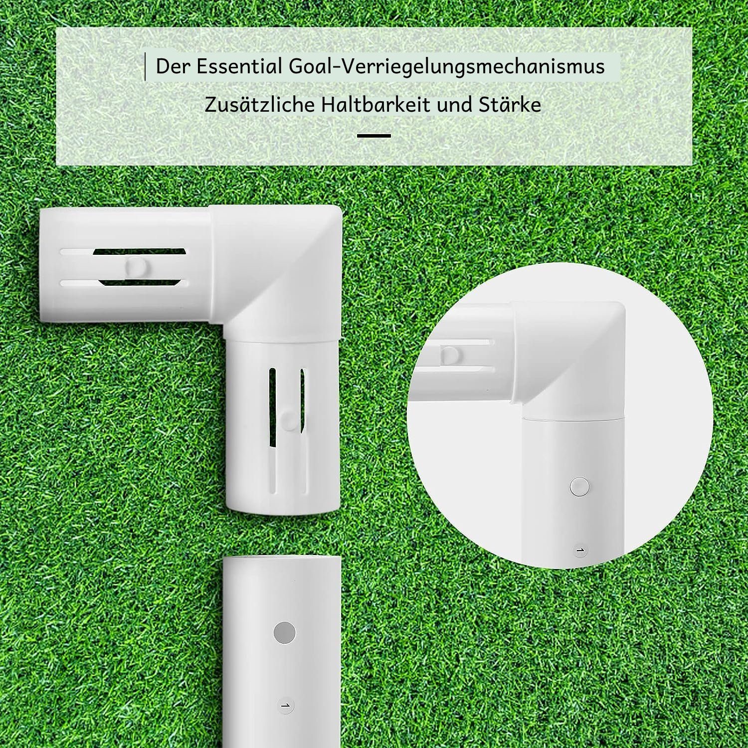 TLGREEN Fußballtor Verdickter PVC-Rahmen mit Schnappsystem (244 x 155 x 90 cm, 1 St., Einfache Montage, Fussballtore für den Garten oder Park, weiß)