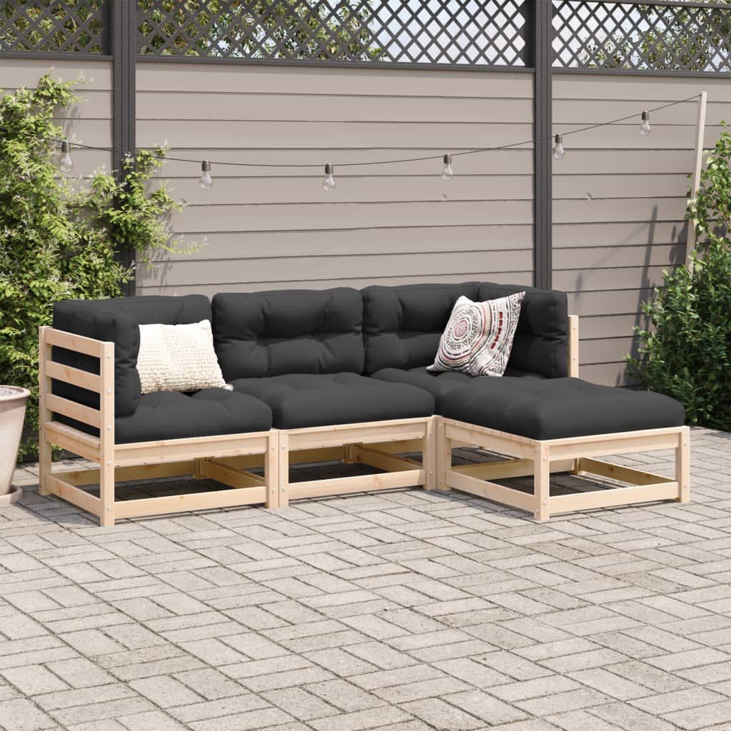 vidaXL Gartenlounge-Set 4-tlg. Garten-Sofagarnitur Massivholz Kiefer, günstig online kaufen