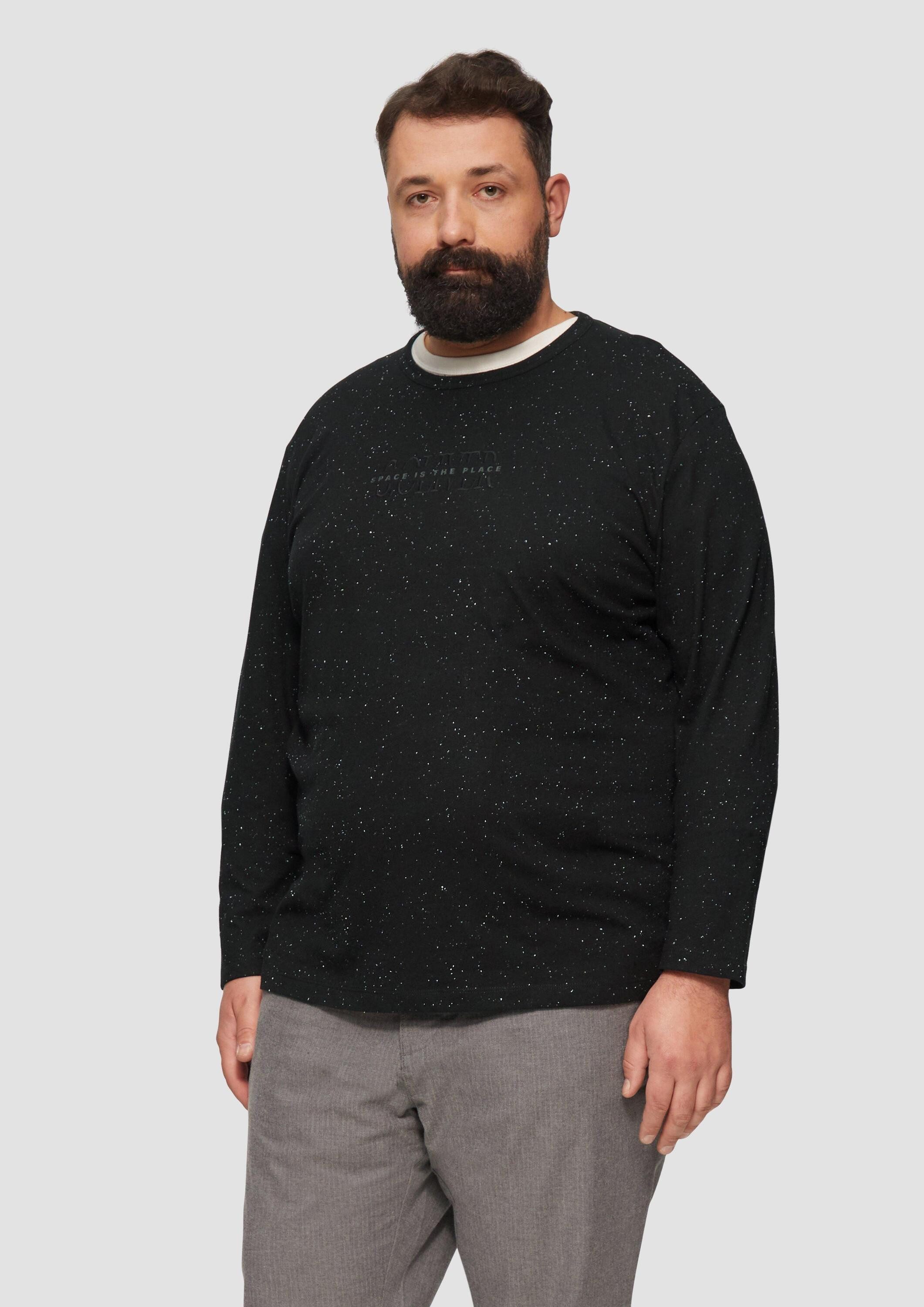 s.Oliver Langarmshirt T-Shirt Meliertes Longsleeve aus Jersey mit Logo-Print