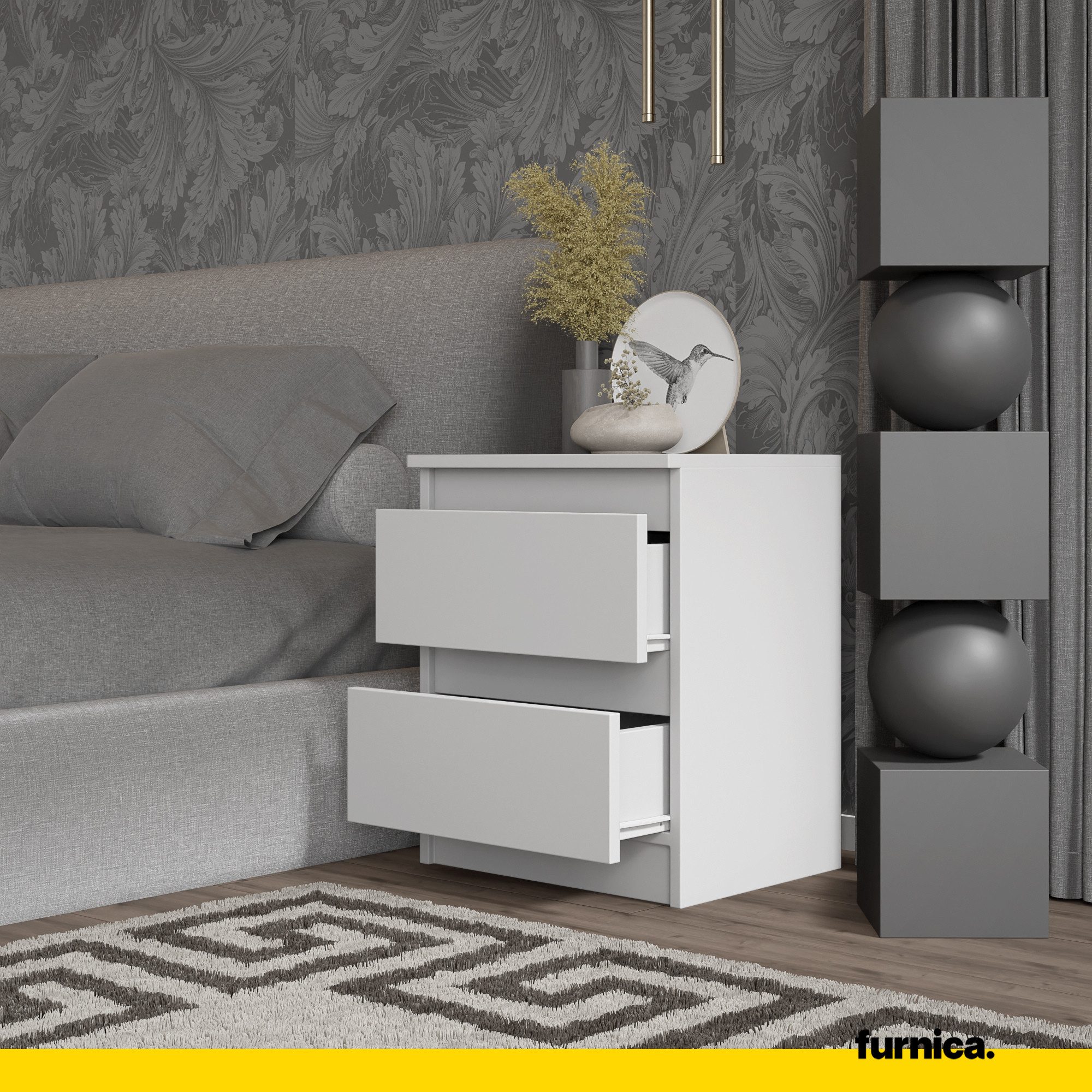 Furnica Nachttisch 2er-Set - BIG G - Nachtschrank mit 2 Schubladen H50cm B4 günstig online kaufen