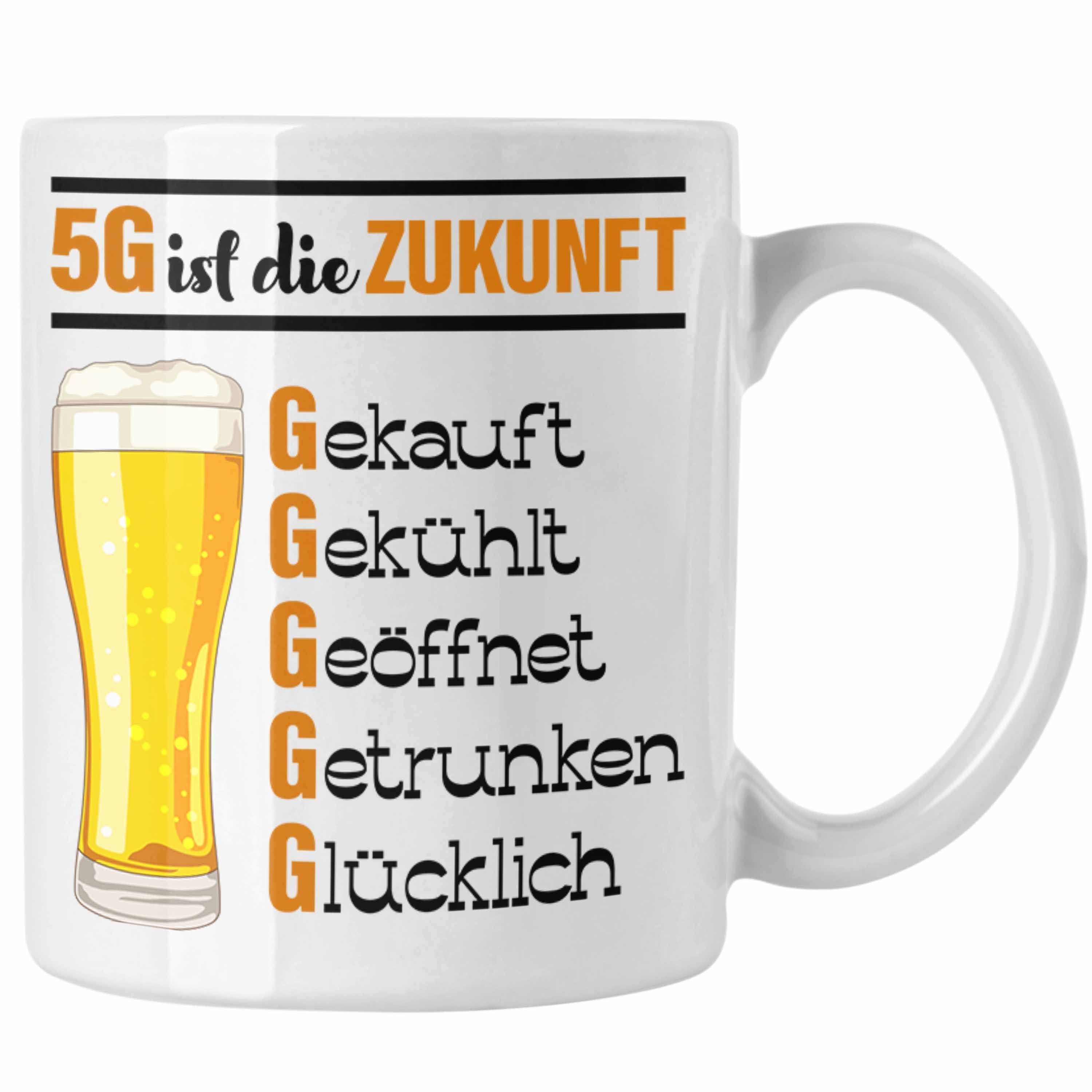 Biertrinker Weiss Tasse Geschenk 5G Saufen Alkohol Trendation Ist Die Zukunft Tasse Geschenki