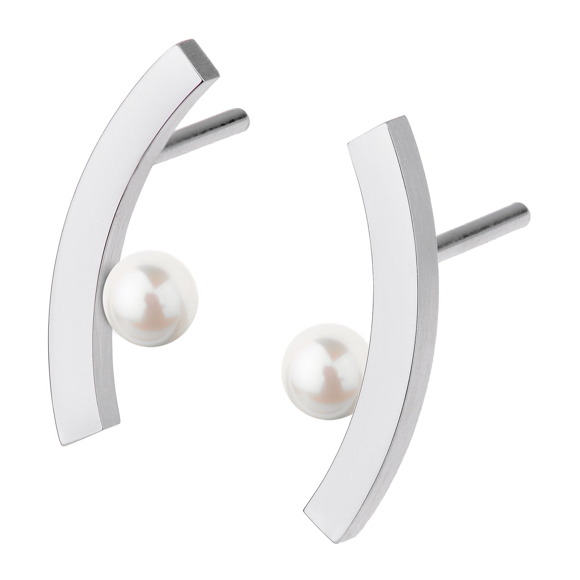 Ernstes Design Paar Ohrstecker Ohrringe Edelstahl / SW-Perle E561