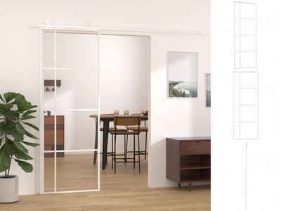 vidaXL Zimmertür Schiebetür ESG-Glas und Aluminium 76x205 cm Weiß
