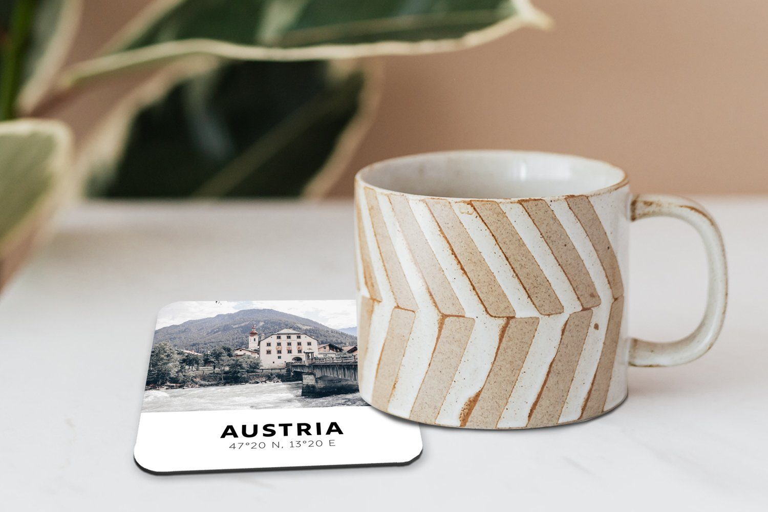 Fluss Österreich - Tischuntersetzer, Korkuntersetzer, Glasuntersetzer, Bäume, Zubehör - Glasuntersetzer Tasse Untersetzer, für Gläser, MuchoWow 6-tlg.,