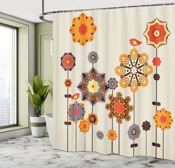 Abakuhaus Duschvorhang Moderner Digitaldruck mit 12 Haken auf Stoff Wasser Resistent Breite 175 cm, Höhe 180 cm, Blumen Eastern Floral Design