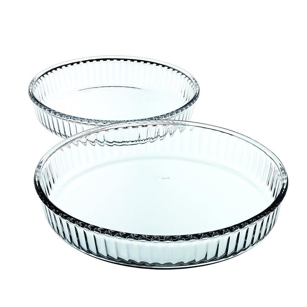 Pasabahce Auflaufform Pasabahce Borcam Ofenschalen Set rund 26/32 cm 2tlg., Borosilikatglas
