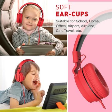 RockPapa Stromlinienförmige Bauweise Kinder-Kopfhörer (Das verstellbare Band und das Over-Ear-Design mit umweltfreundlichen, extraweichen Ohrpolstern passen sich verschiedenen Größen an., mit Die Dual Sound Stage Treiber bieten beeindruckenden Klang, Komfort)