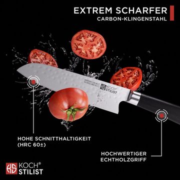 KOCHSTILIST by Kris Wu Santokumesser scharf, 18 cm - Santoku, Chefmesser, Kochmesser, Küchenmesser, Messer, X75-Carbonstahl-Plus (rostfrei)