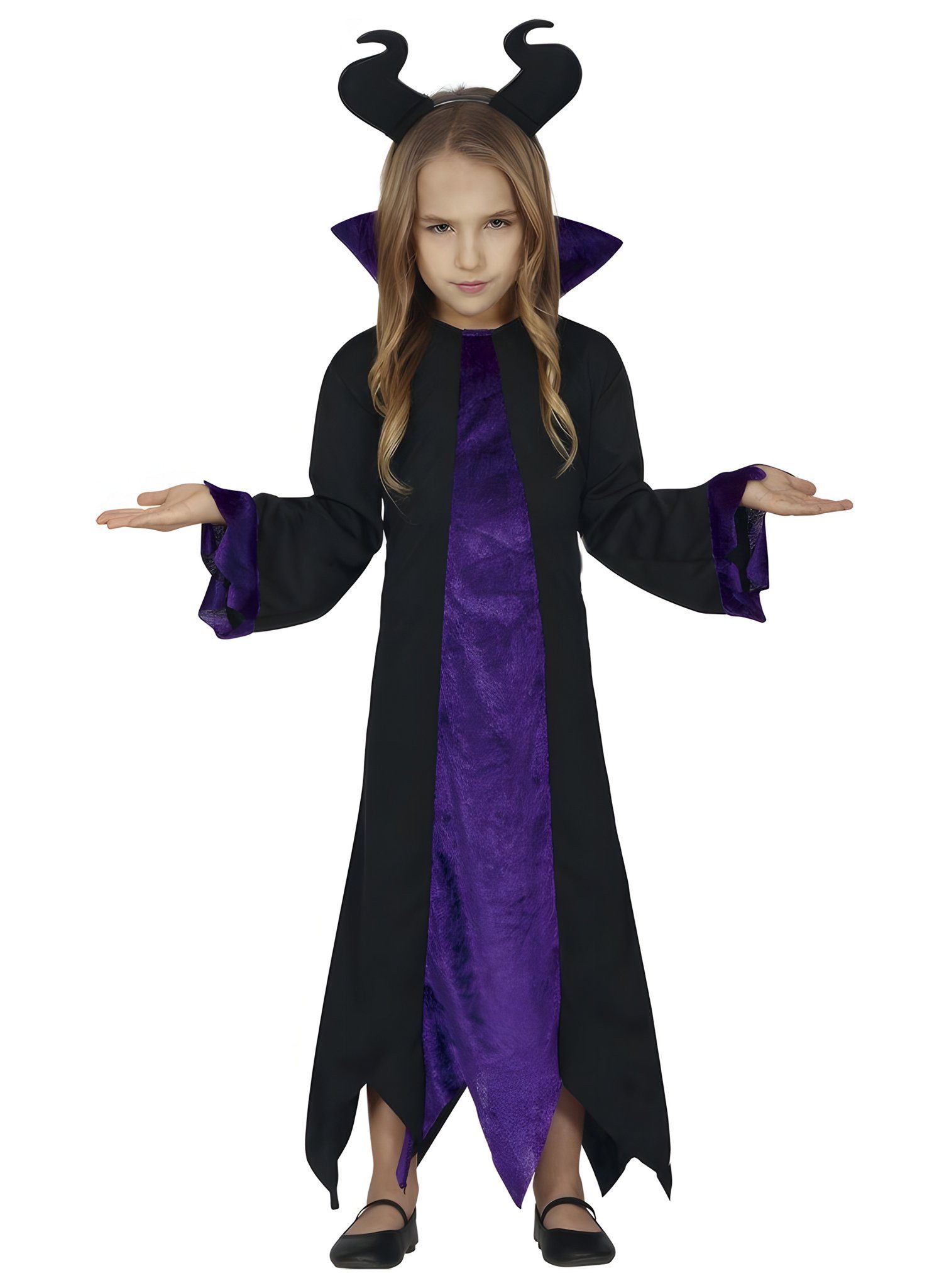Metamorph Hexen-Kostüm Böse Zauberhexe Sabrina Mädchenkostüm, Geheimnisvolles Hexenkleid mit spitzem Hut für junge Zaubermeisterinn
