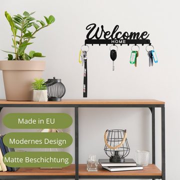 NOGGI - Home Decor Masters Schlüsselleiste Schlüsselbrett "WELCOME", (Schlüsselbrett mit 10 Haken, Wandbefestigung im Set enthalten), Made in EU