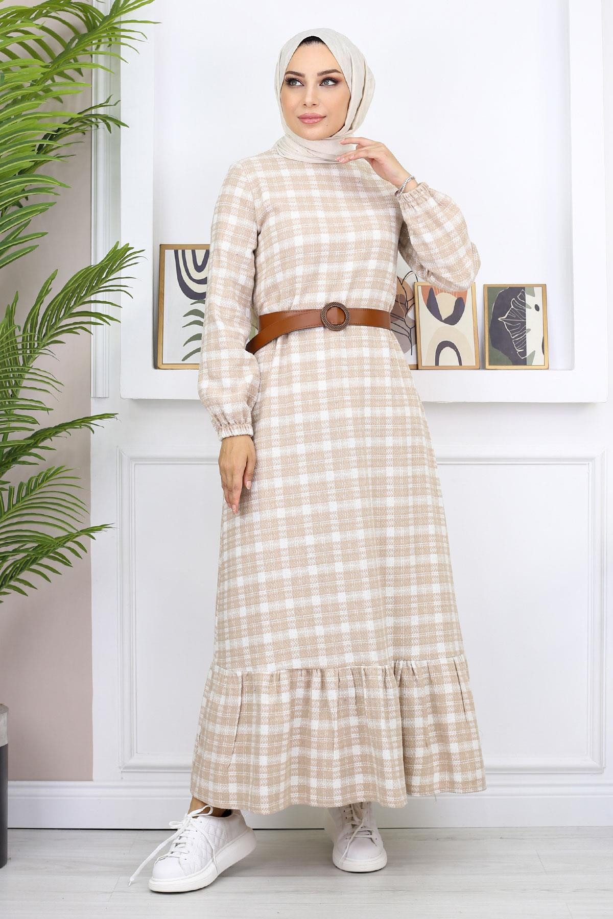Maxikleid Gerüschtes Hijab-Kleid