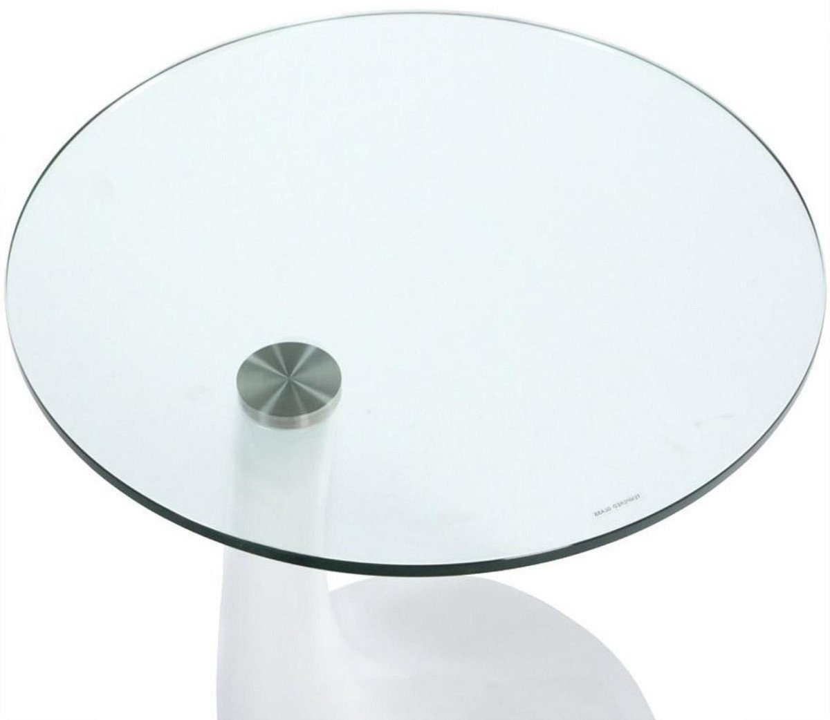 mit Beistelltisch Glasplatte Tisch Weiß H. x 45 runder cm Beistelltisch 54 Casa - Designermöbel Ø Fiberglas - Padrino Moderner