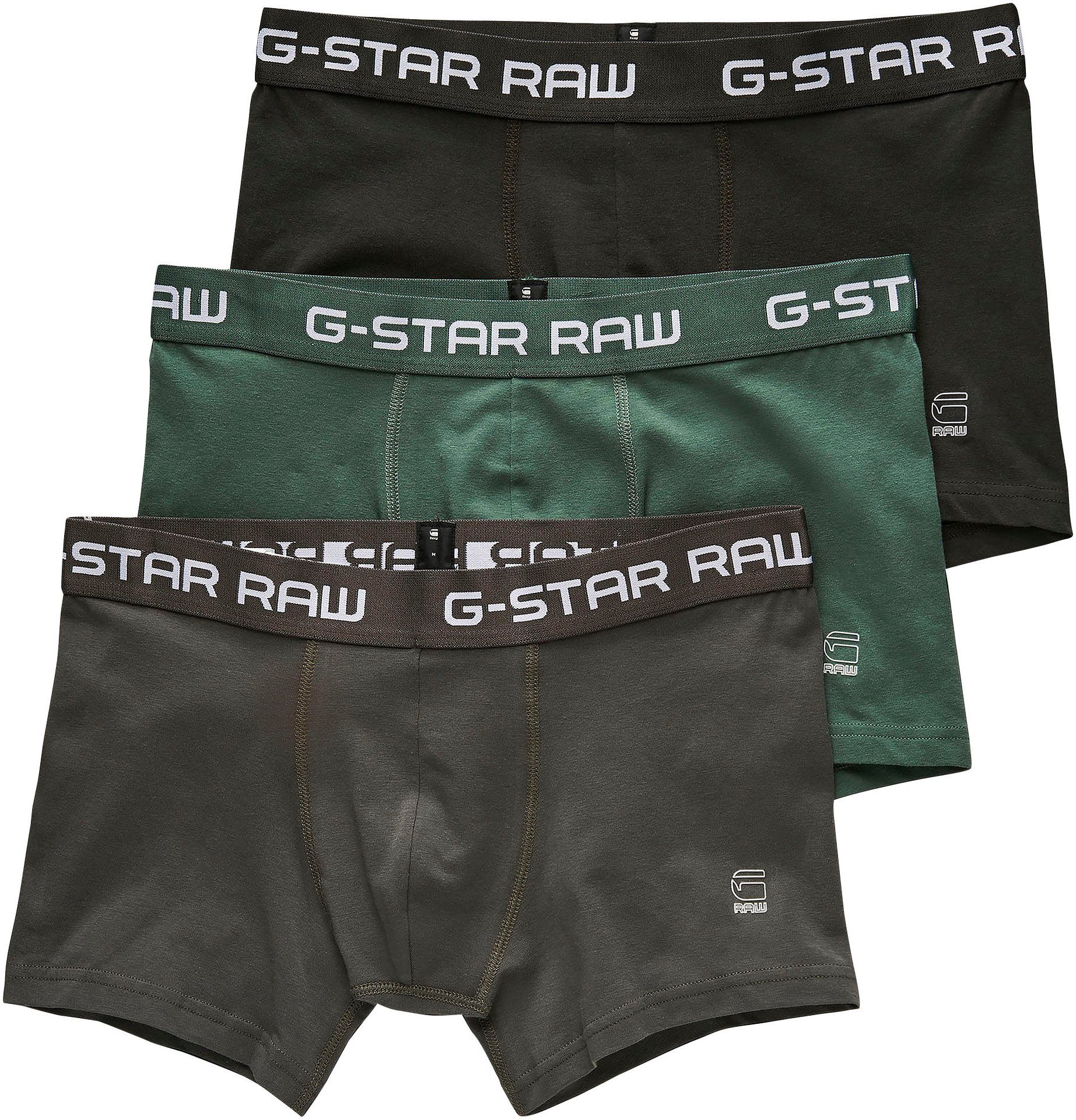pack 3 grau-meliert, 3-St., G-Star grün, clr anthrazit-meliert trunk Boxer (Packung, Classic RAW 3er-Pack)