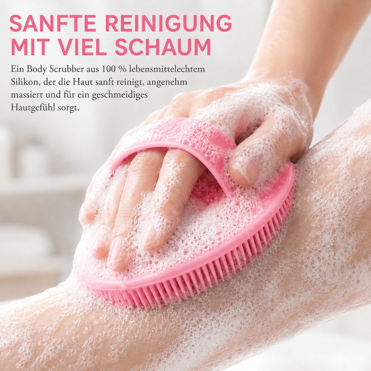 Fyrove Badebürste Silikon Duschbürste Körperbürste, weicher Silikon Body Scrubber, für Erwachsene und Kinder, Körperschrubber Rückenbürste Handreinigungsbürste, sanftes Peeling, Massage & Schaumbildung für Dusche und Bad