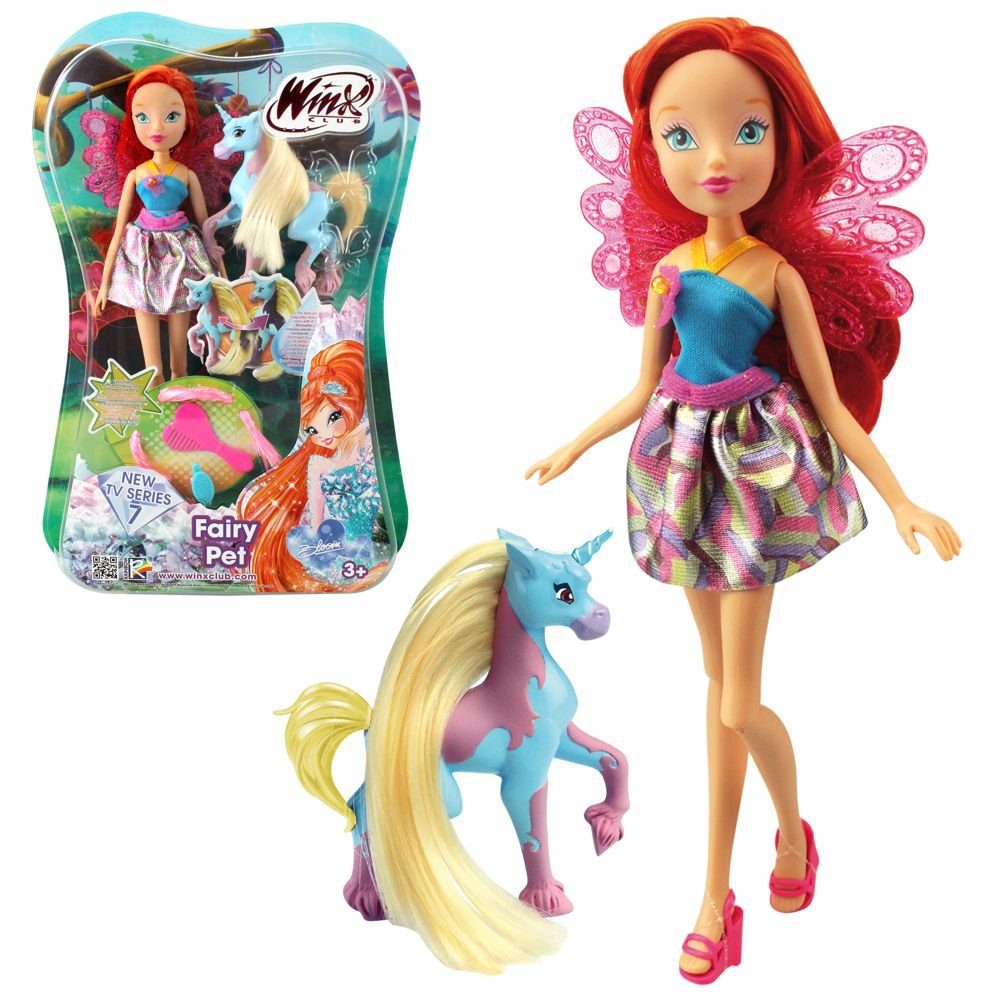 Winx Club Anziehpuppe Bloom mit Einhorn Elas Fairy Pet Puppe Winx Club Fee günstig online kaufen