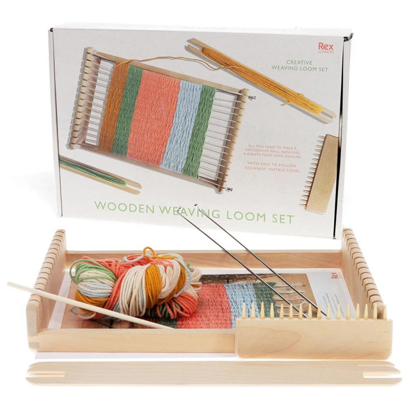 Rex London Lernspielzeug Kinder Webstuhl Set inkl. Garn Zubehör für kreatives Basteln ab 6