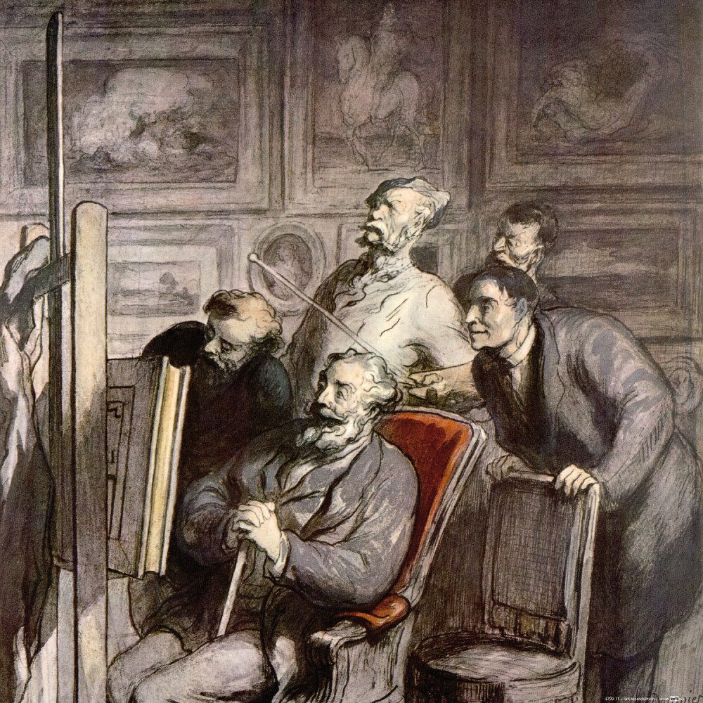 Poster HonorÃ© Daumier Kunstdruck Bild - Die Kunstliebhaber, Um