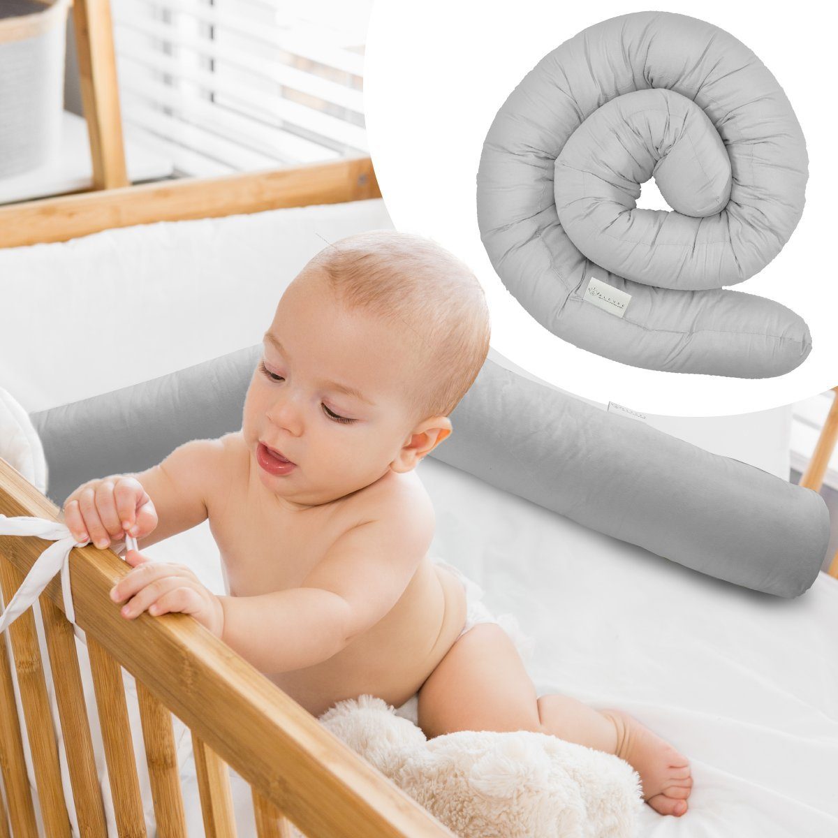 Alcube Nestchenschlange, (1-tlg., Bettschlange 200 cm für Baby und  Kinderbett I Bezug aus Baumwolle), als Seitenschläferkissen oder  Bettumrandung nutzbar