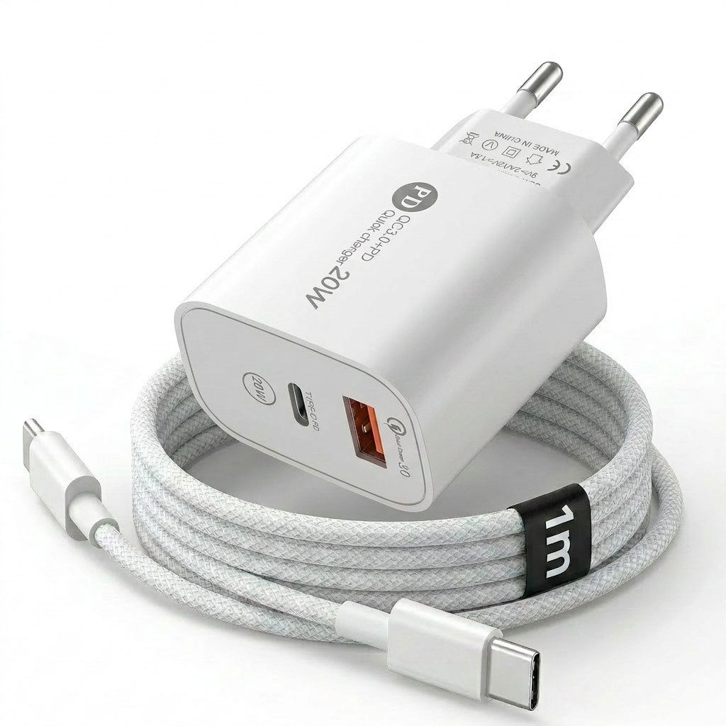 Futurea 40W Ladestecker Dual Fast-Charging Schnellladegerät Smartphone-Ladegerät (Packung, 1-tlg., Gleichzeitig zwei Geräte laden, Dual-Anschluss mit USB-A und USB-C)
