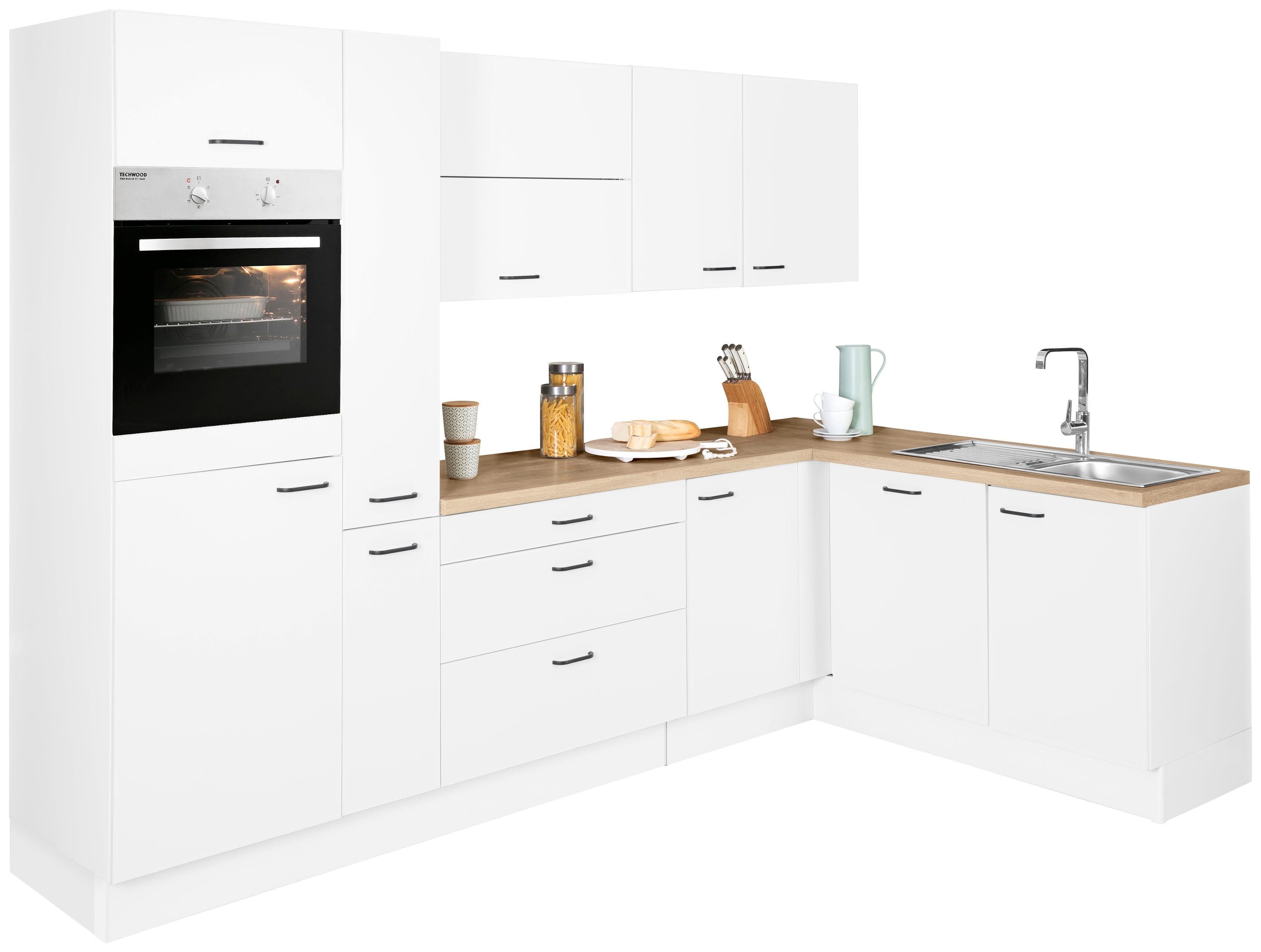 Stellbreite Premium-Küche Winkelküche cm 265 mit Elga, 175 x OPTIFIT Soft-Close-Funktion,