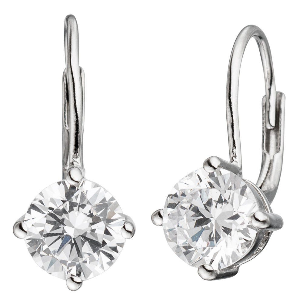 Schmuck Krone Paar Ohrhänger Boutons mit Zirkonia weiß, 925 Silber, Silber günstig online kaufen