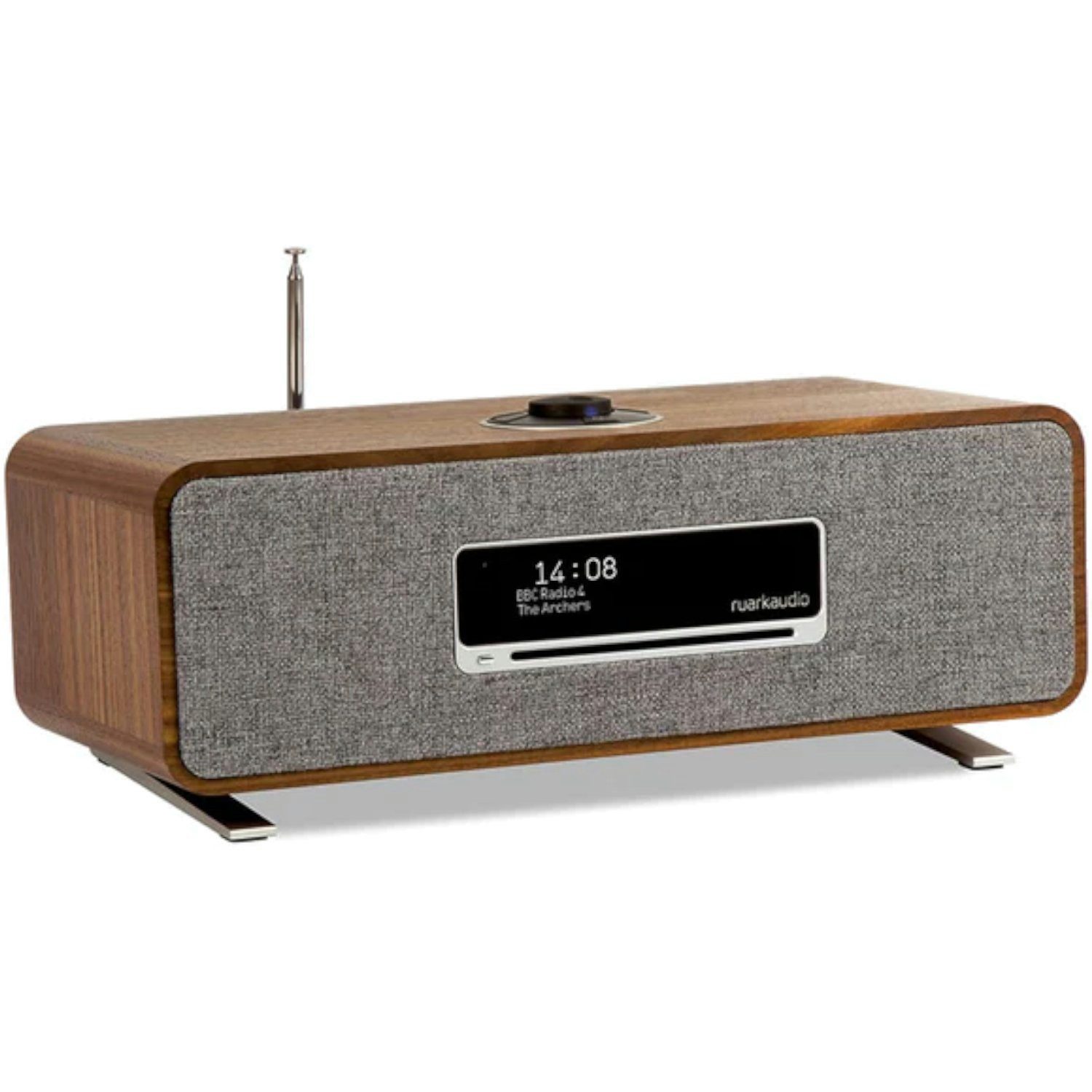 ruarkaudio ruarkaudio R3S Musik-System Walnuss/Grau Stereoanlage (Digitalradio DAB+,FM-Tuner,Internetradio, Internetradio, DAB+, Bluetooth, inklusive Fernbedienung)