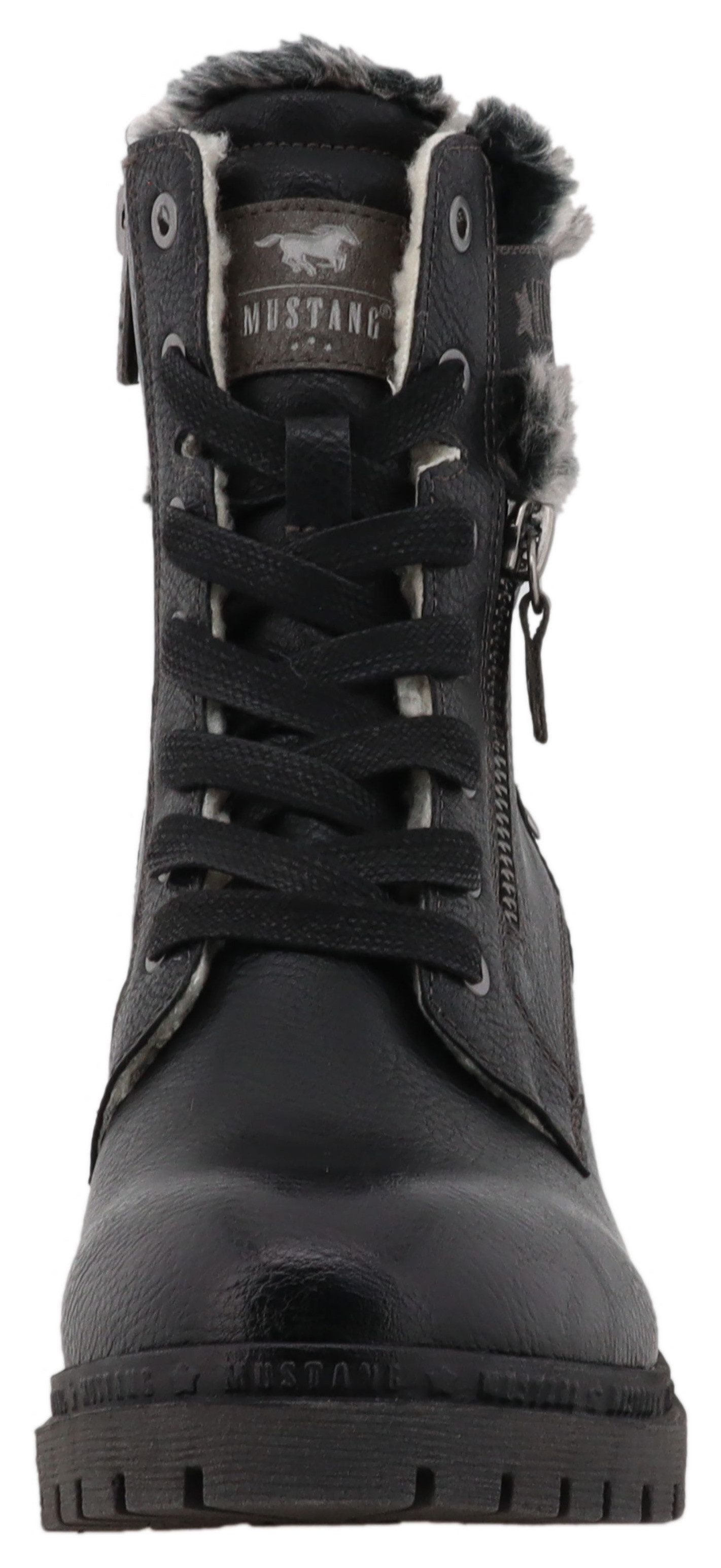 Mustang Shoes Leila Winterstiefelette Winterstiefel mit Kunstfellkragen und Blockabsatz