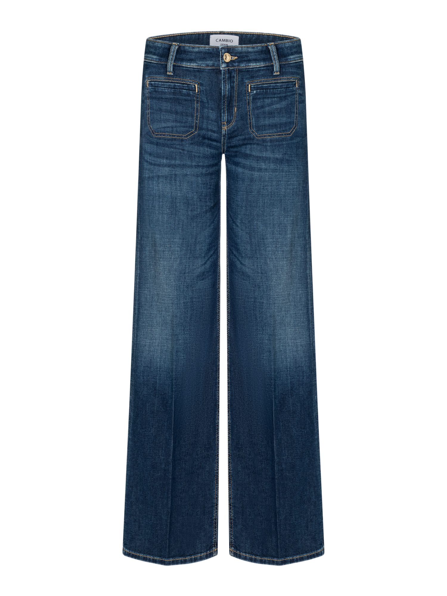 Cambio Stretch-Hose blau, Casual, Baumwolle, Unifarben, Regular Fit, Mittel