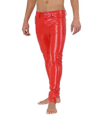 Lederhose Bockle® F-Skinny Red Kunstlederhose Lederhose Lederjeans sexy rote Kunts-Leder-Röhre Skinny Jeans