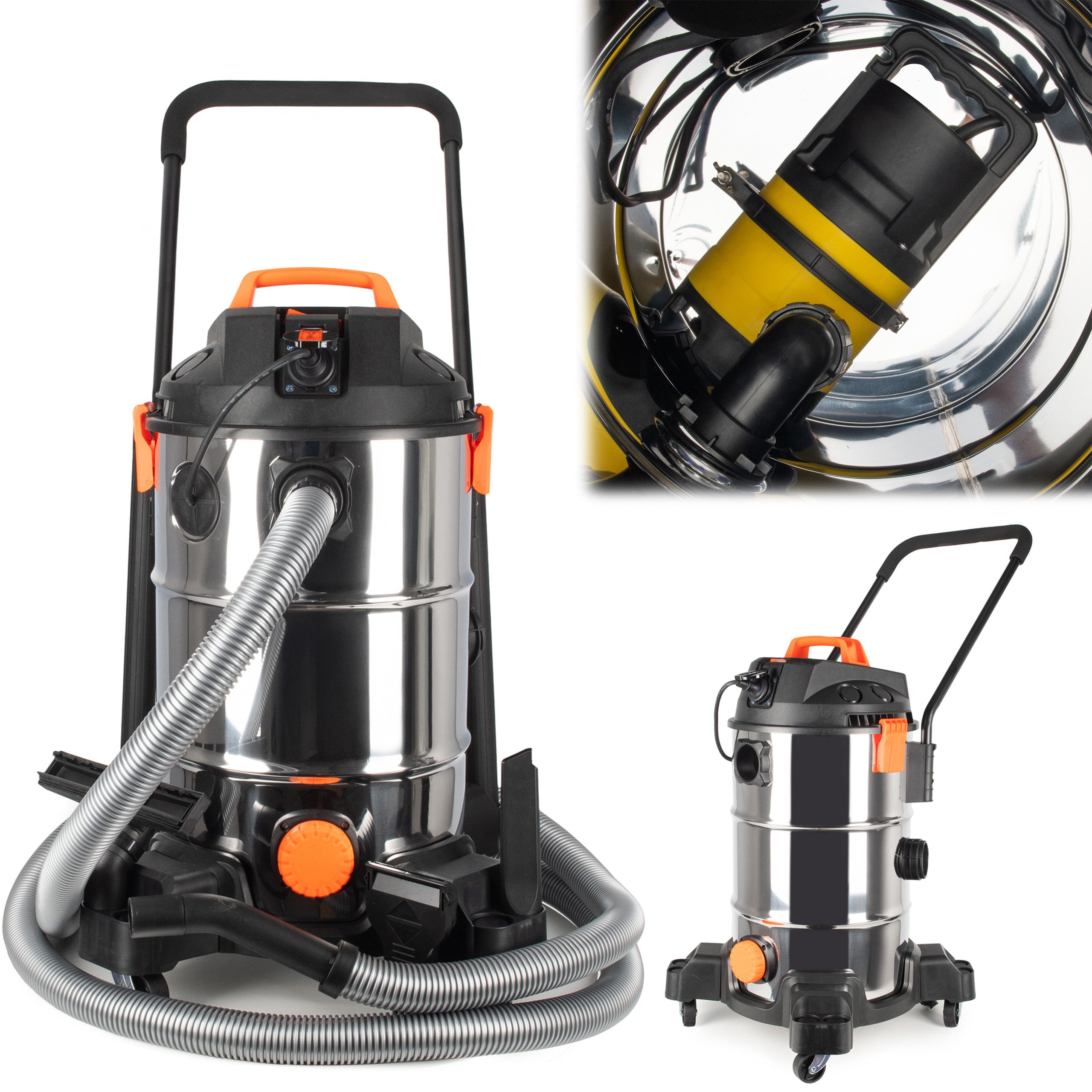 COIL Teichschlammsauger Schlammsauger, Poolreiniger Staubsauger, Teichreiniger, 1400 W, Tank (35l), Saugleistung: 18 KPa, + Entwässerungspumpe 600W