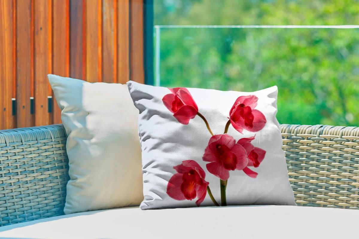 MuchoWow Dekokissen Rote Orchideen für Dekokissenbezug, Kissenhülle Polyester, Outdoor-Dekorationskissen, hellen einen Hintergrund
