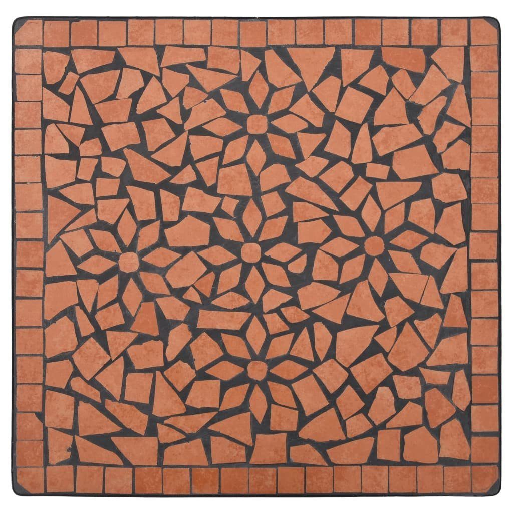 furnicato Gartentisch 60 Keramik cm Mosaik-Bistrotisch Terrakotta