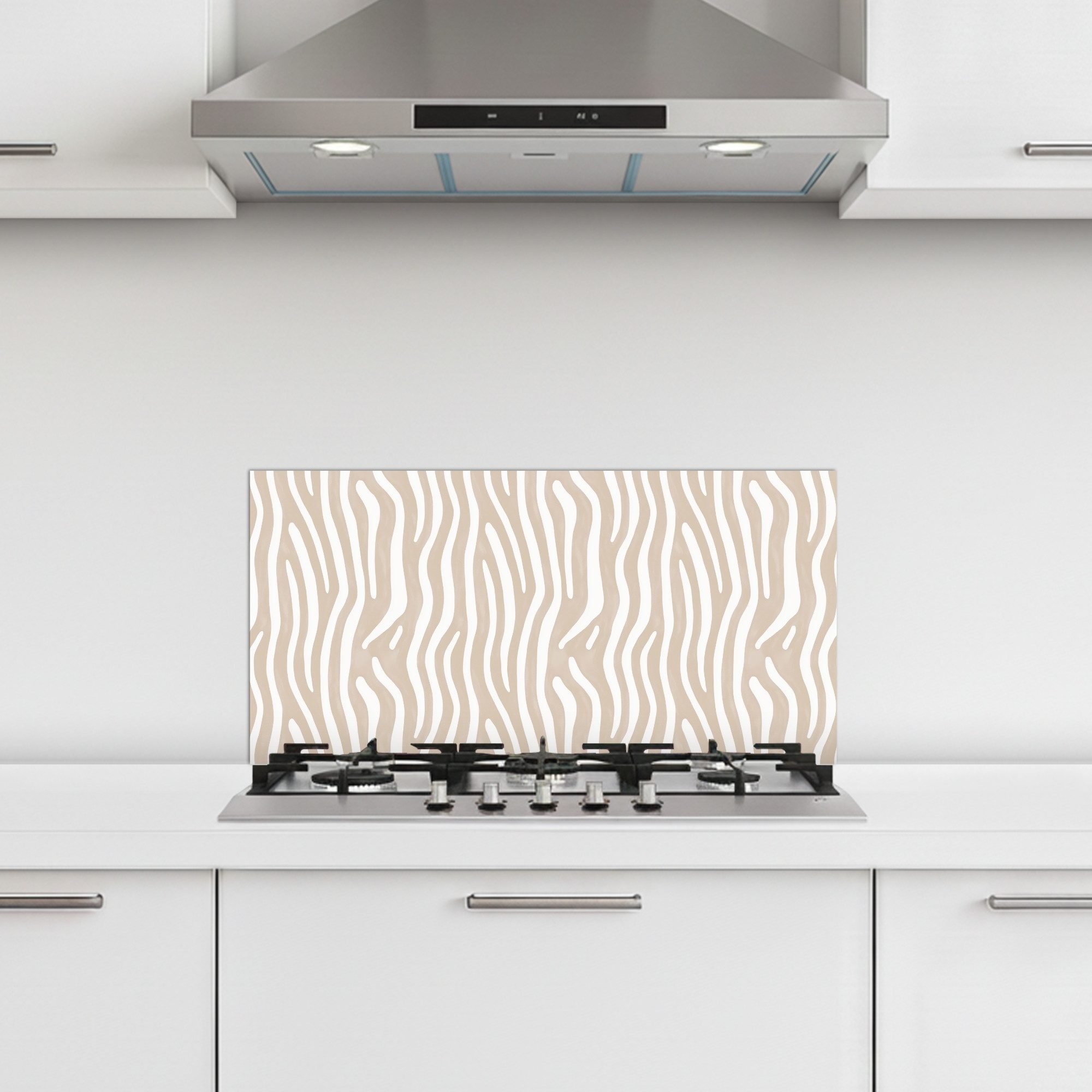 KitchenYeah Küchenrückwand selbstklebend Abstrakt - Zebra - Beige, (1-tlg), Küchenrückwand, Spritzschutz, Kitchen, 60x30 cm