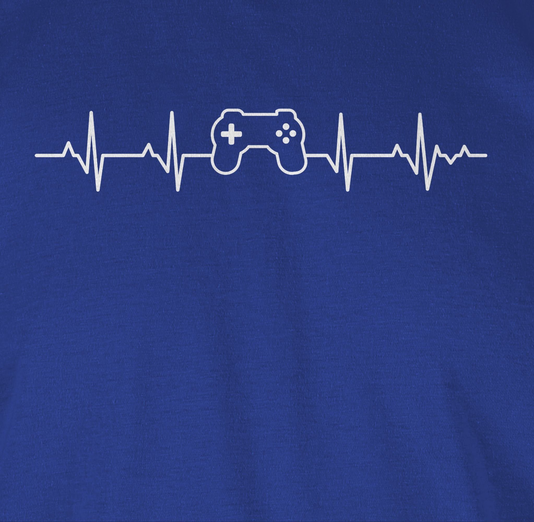 Shirtracer Geschenke 03 Royalblau Gaming T-Shirt Nerd Controller Herzschlag
